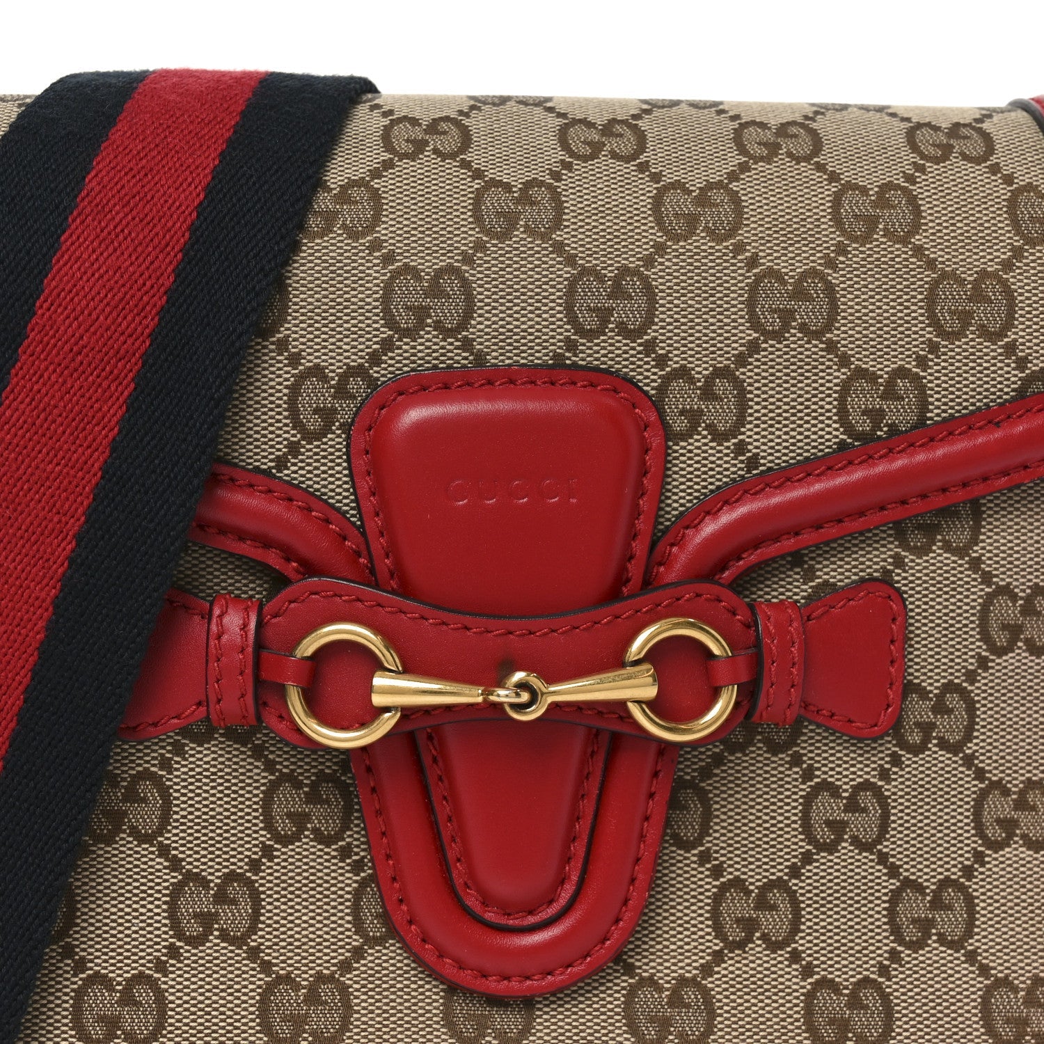 Monogram Ruinart Calfskin Medium Lady Web Shoulder Bag Beige Ebony Hibiscus Red