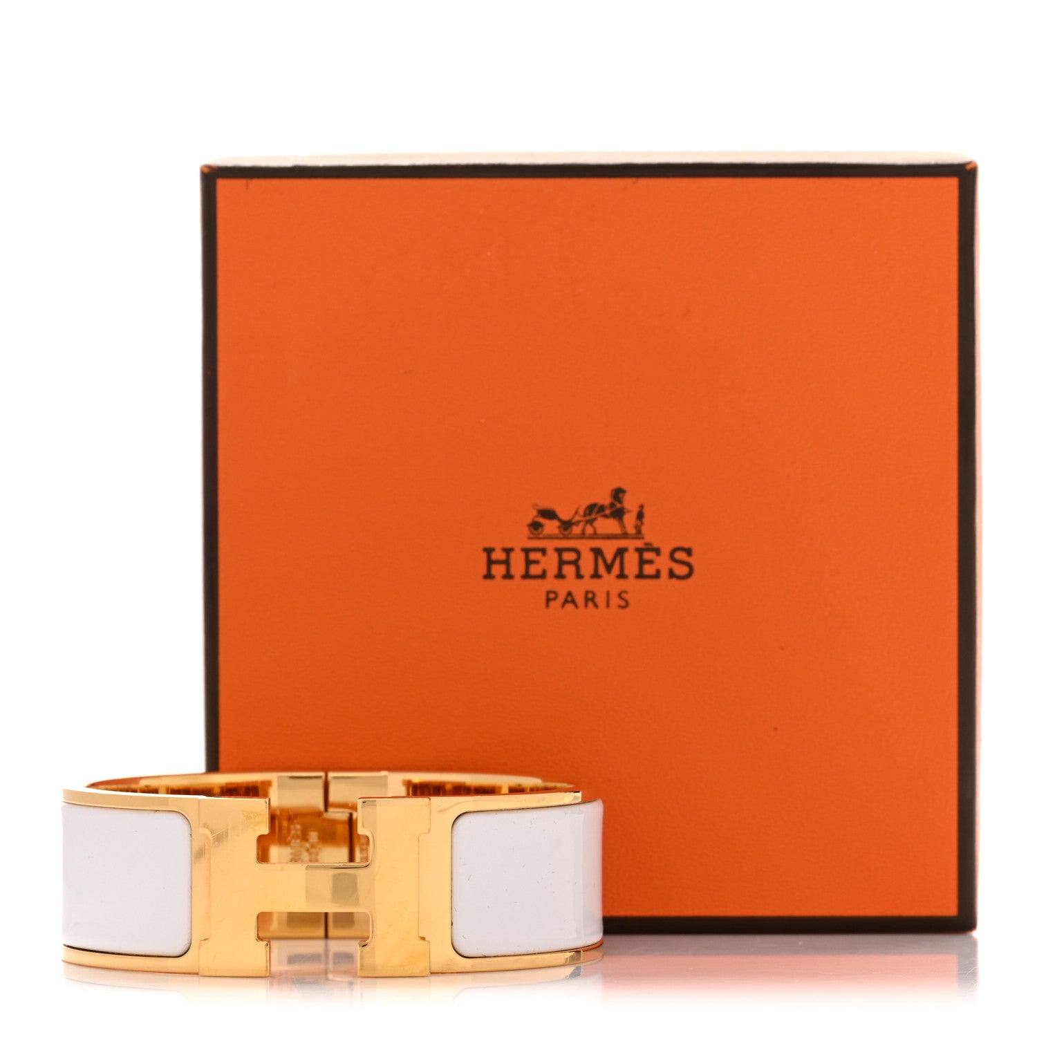 Enamel Wide Clic Clac H Bracelet PM White