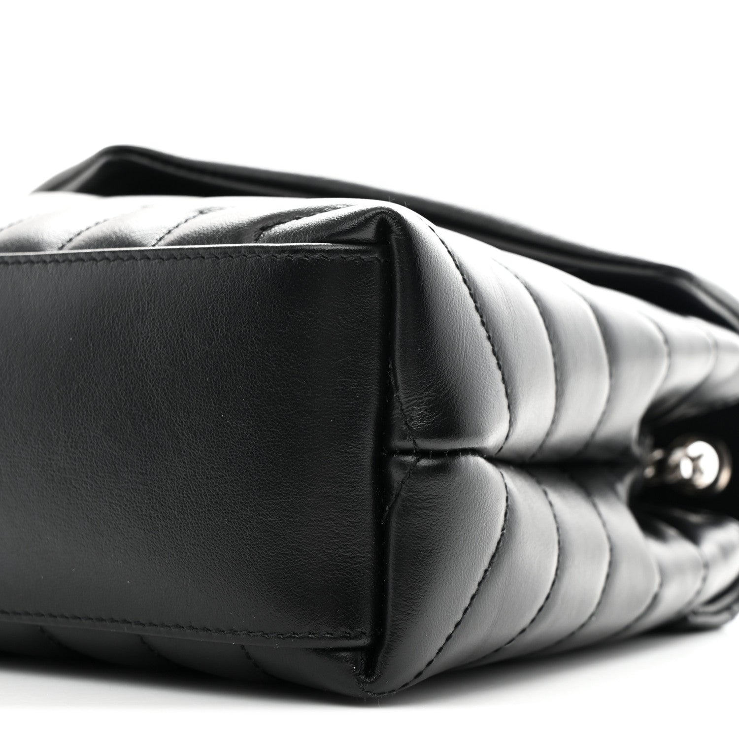 Calfskin Y Quilted Monogram Small Loulou Chain Satchel Black