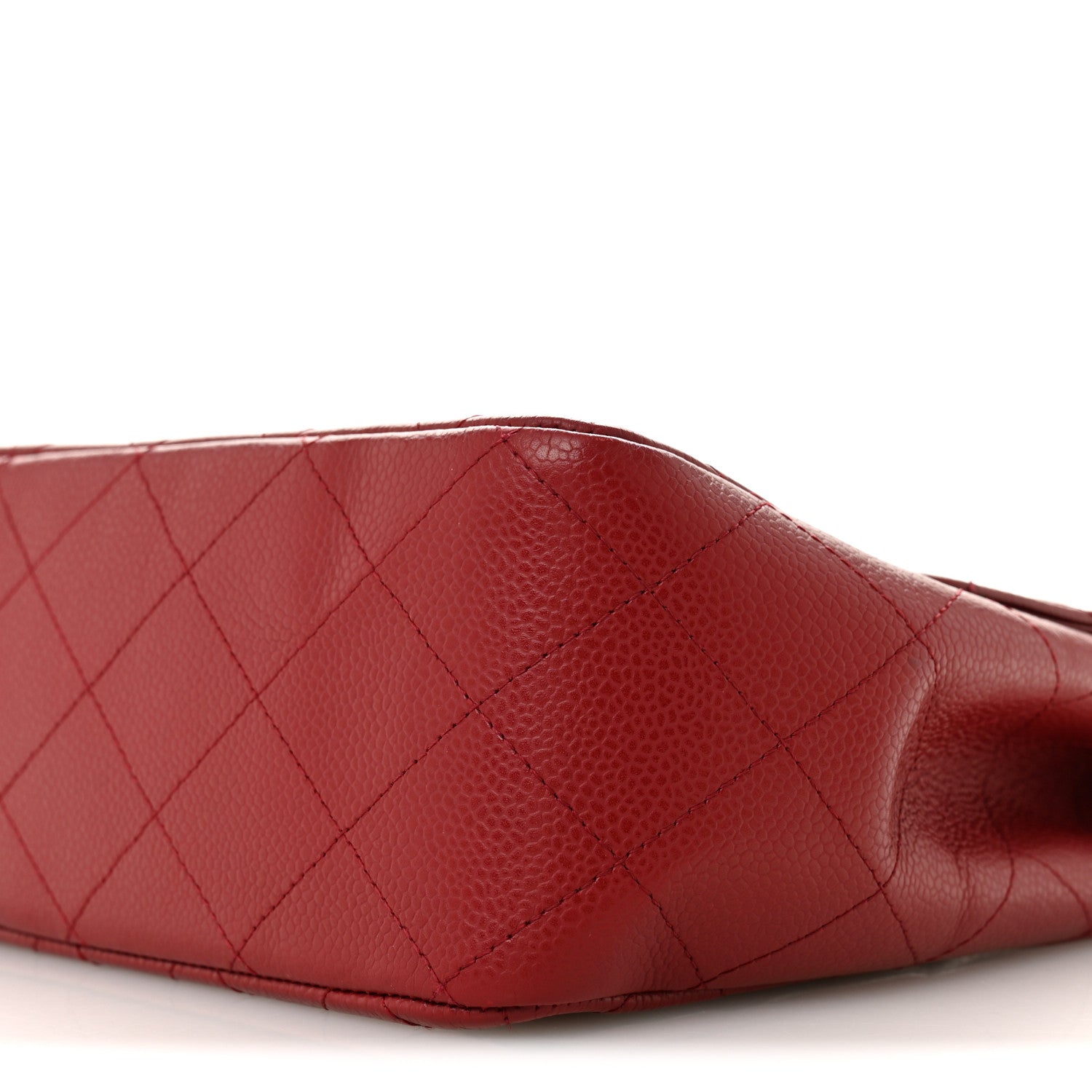 Caviar Quilted Jumbo Single Flap Dark Red