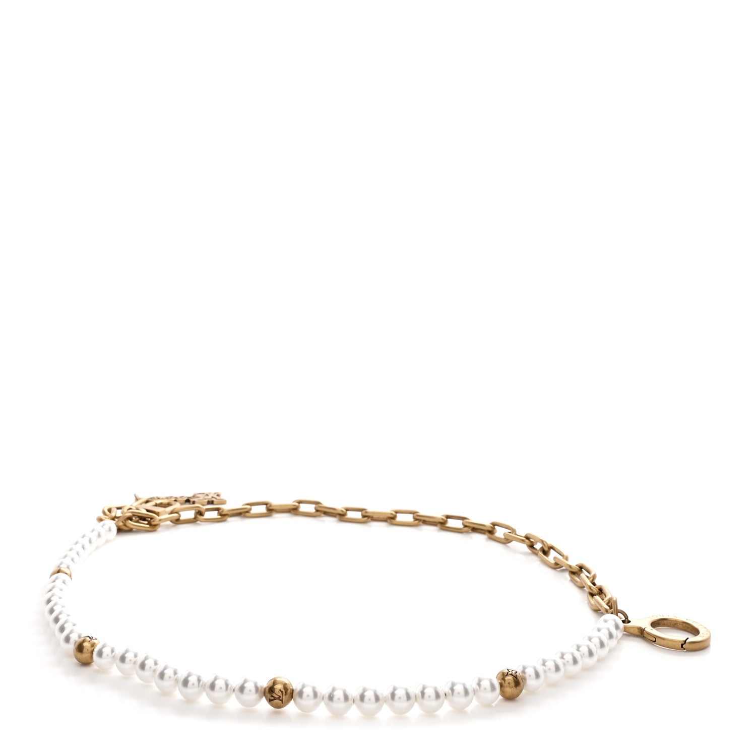 Chain Belt Pearls Bag Charm Gold