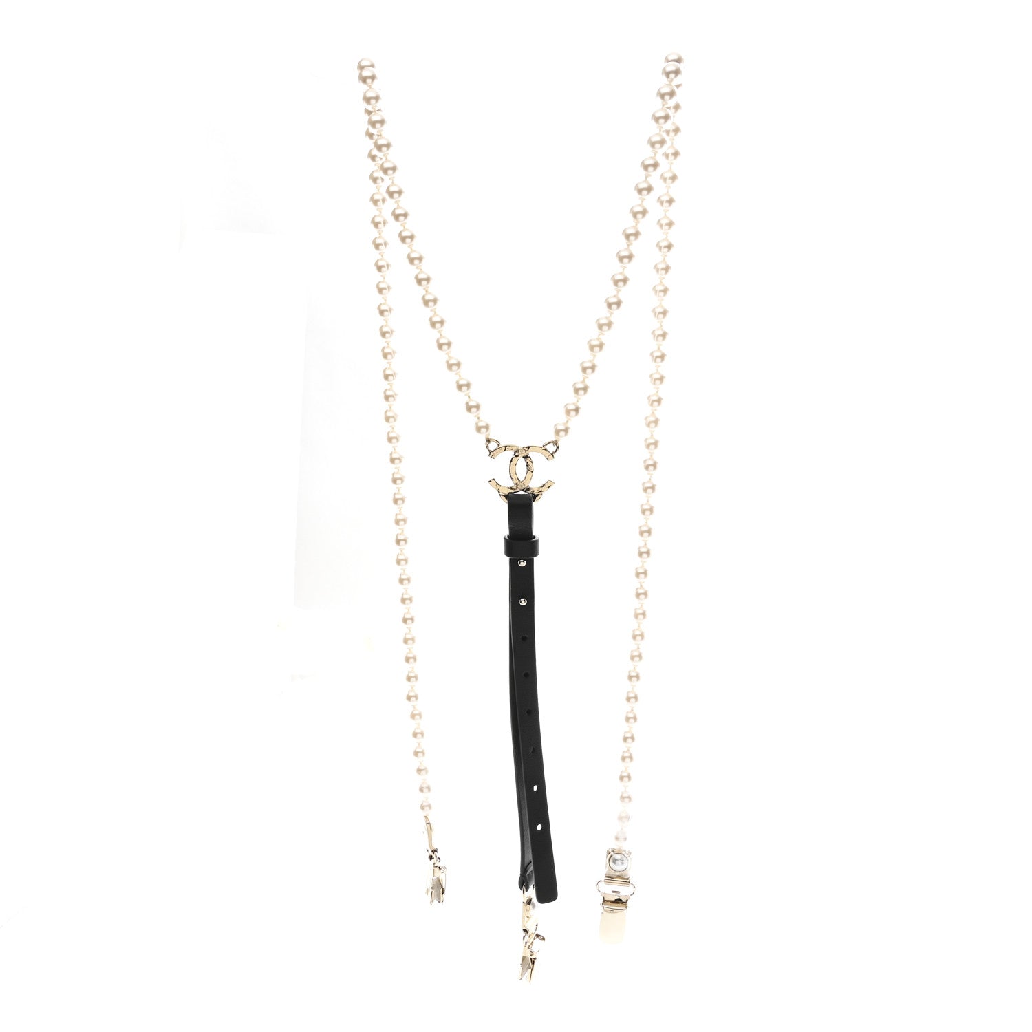 Calfskin Pearl CC Suspenders M Black Pearly White