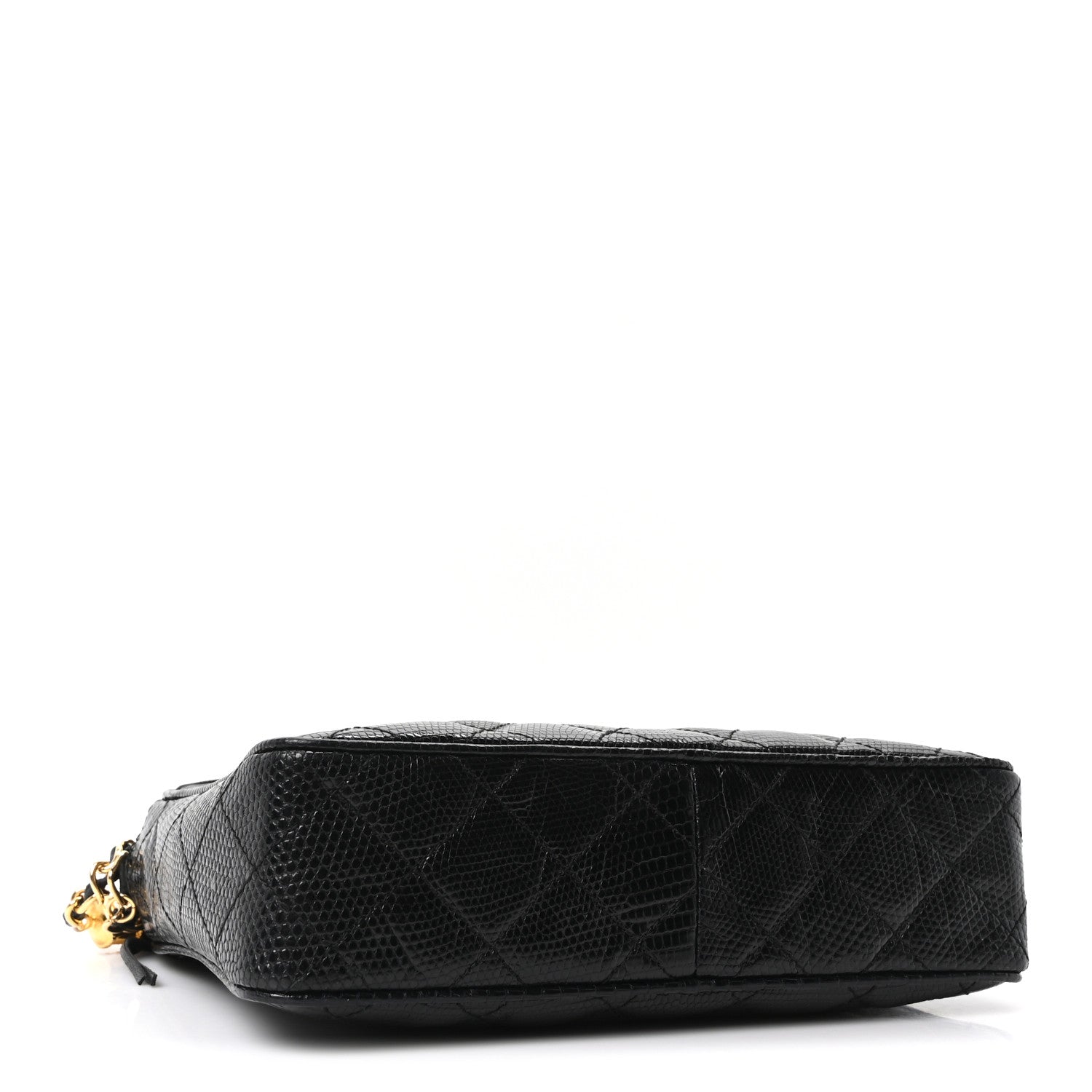 Lizard Quilted Small Tassel Camera Case Black