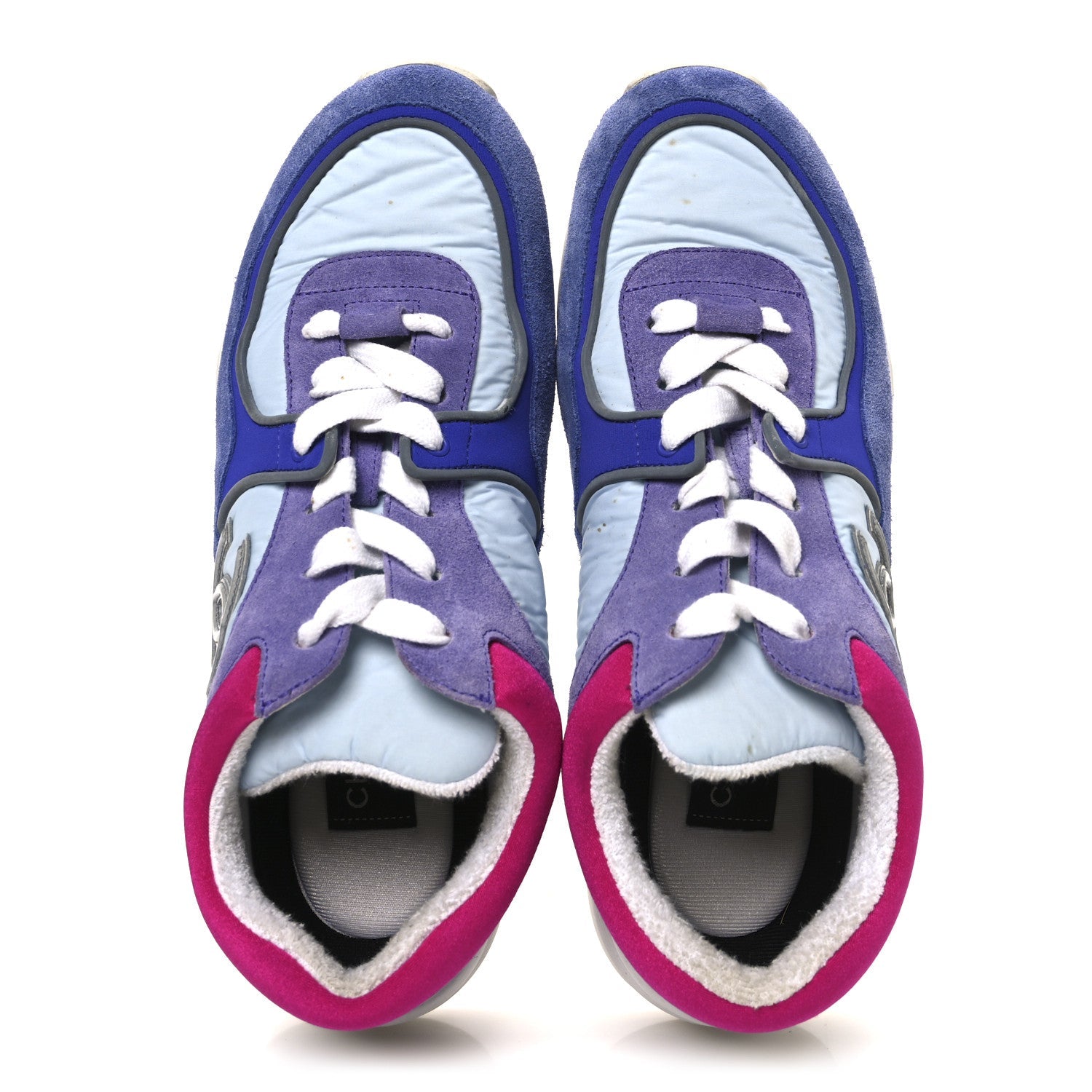 Nylon Calfskin Suede CC Womens Sneakers 39.5 Light Blue