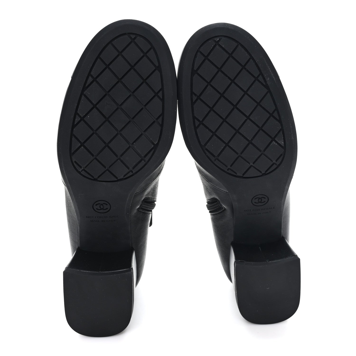 Stretch Lambskin Cap Toe CC Uniform Short Boots 39 Black