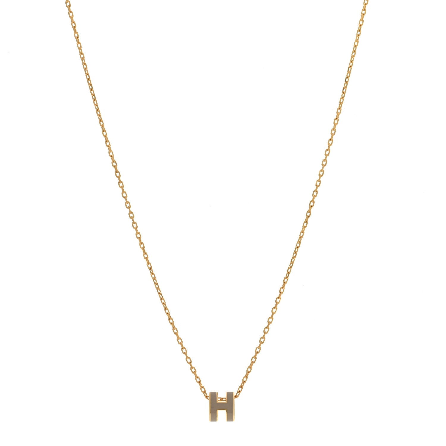 Lacquered Gold Mini Pop H Pendant Necklace Marron Glace