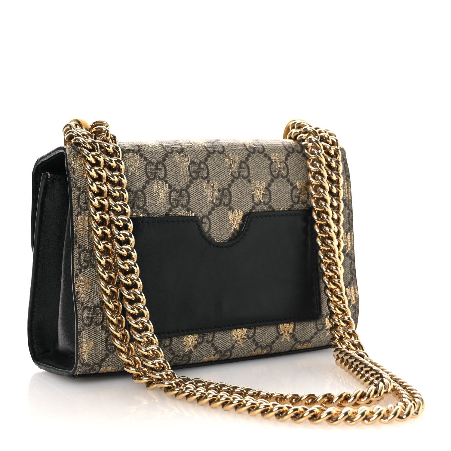 GG Supreme Monogram Bees Small Padlock Shoulder Bag Black