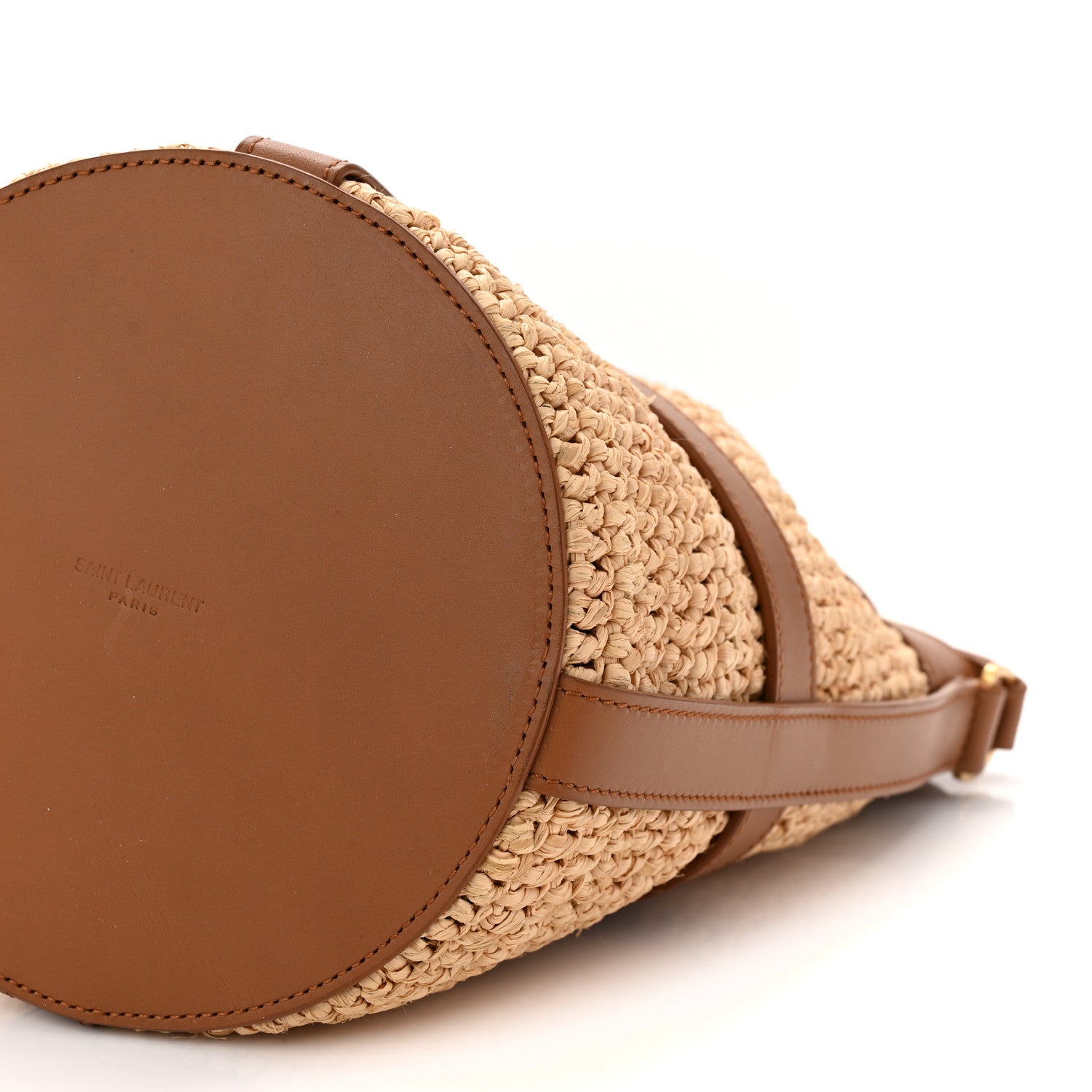 Raffia Calfskin Seau Bucket Naturel Brick
