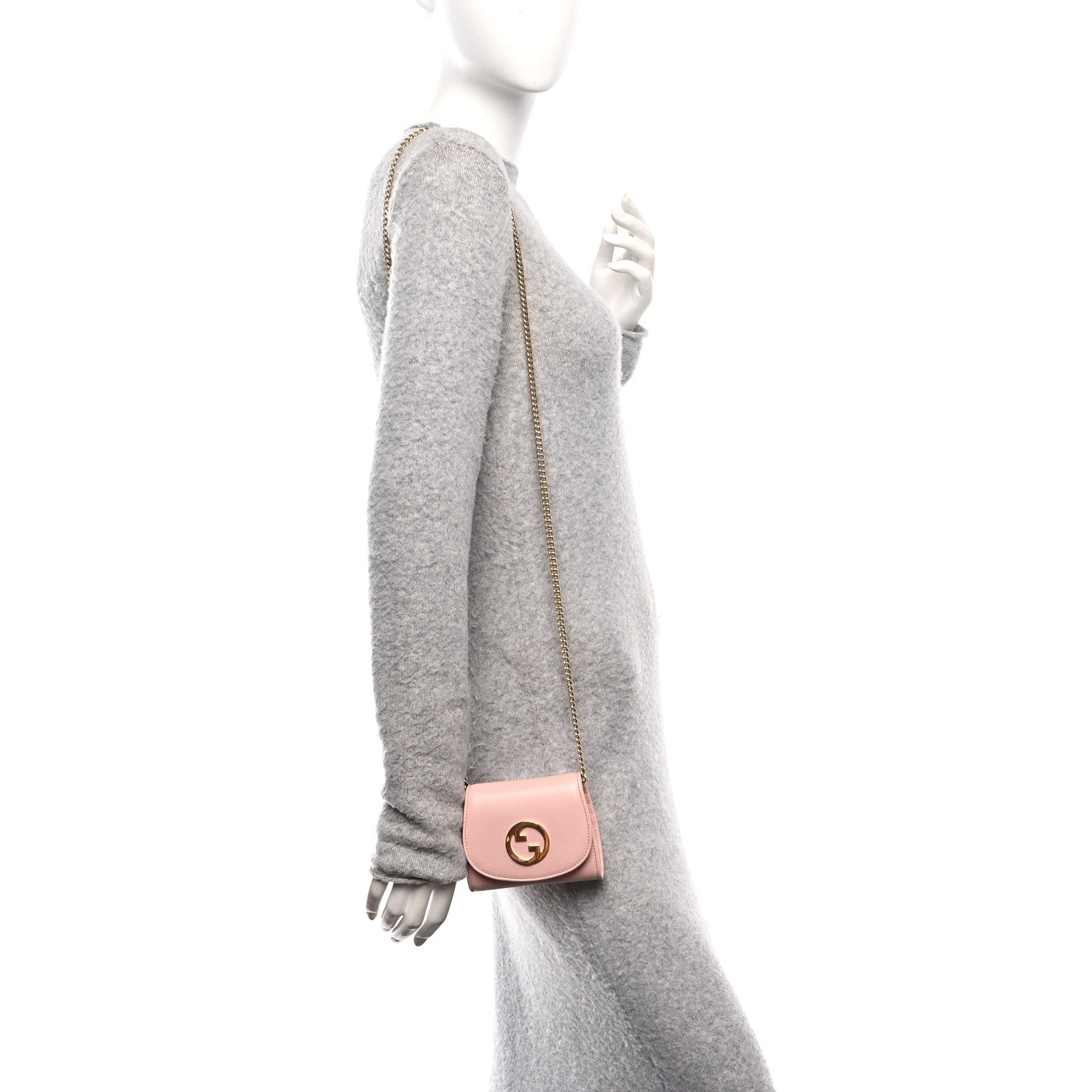 Roxy Calfskin Medium Blondie Chain Wallet Powder Pink