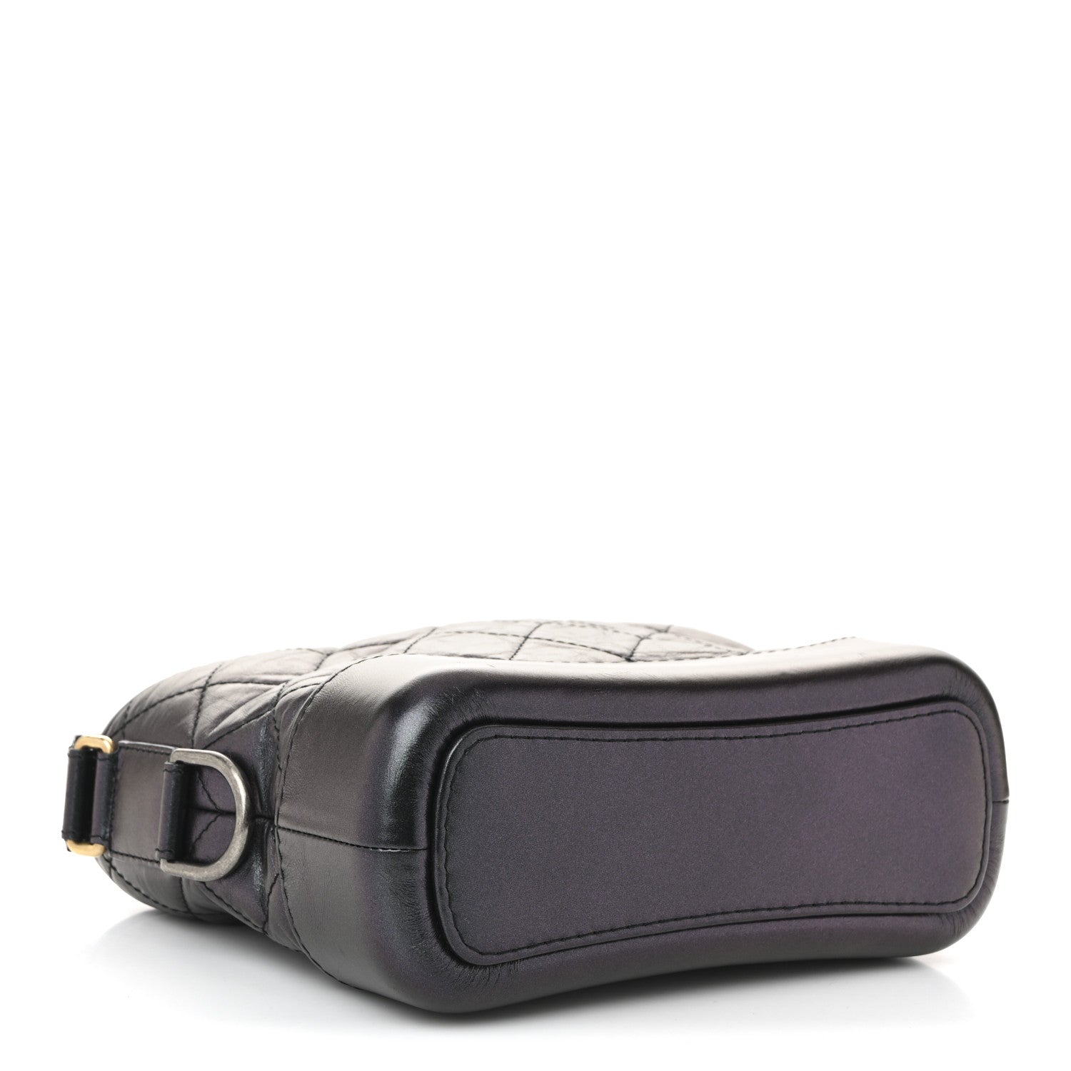 Iridescent Aged Calfskin Quilted Small Gabrielle Hobo Black