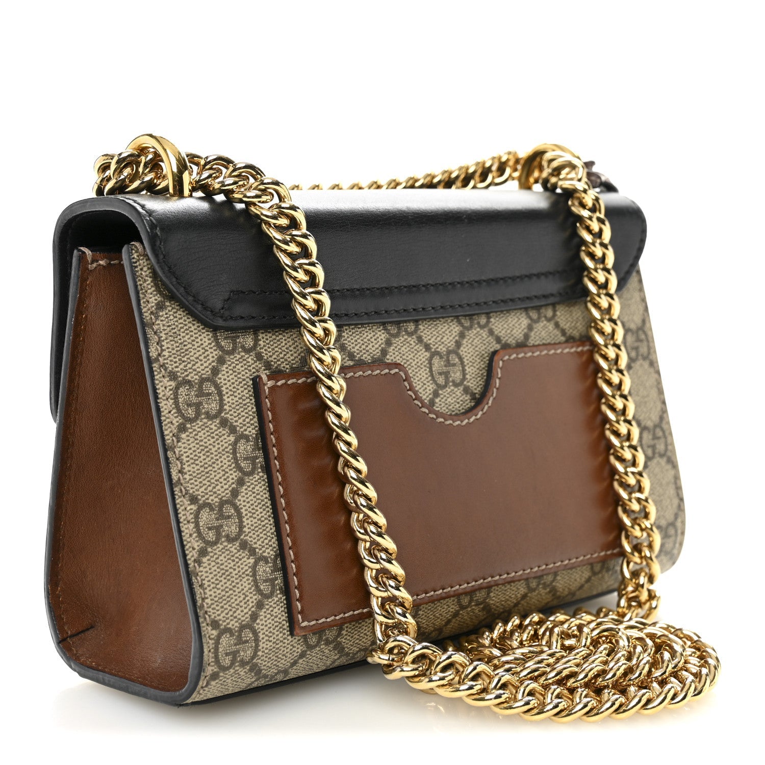 GG Supreme Monogram Calfskin Small Padlock Shoulder Bag Beige Black Cuir