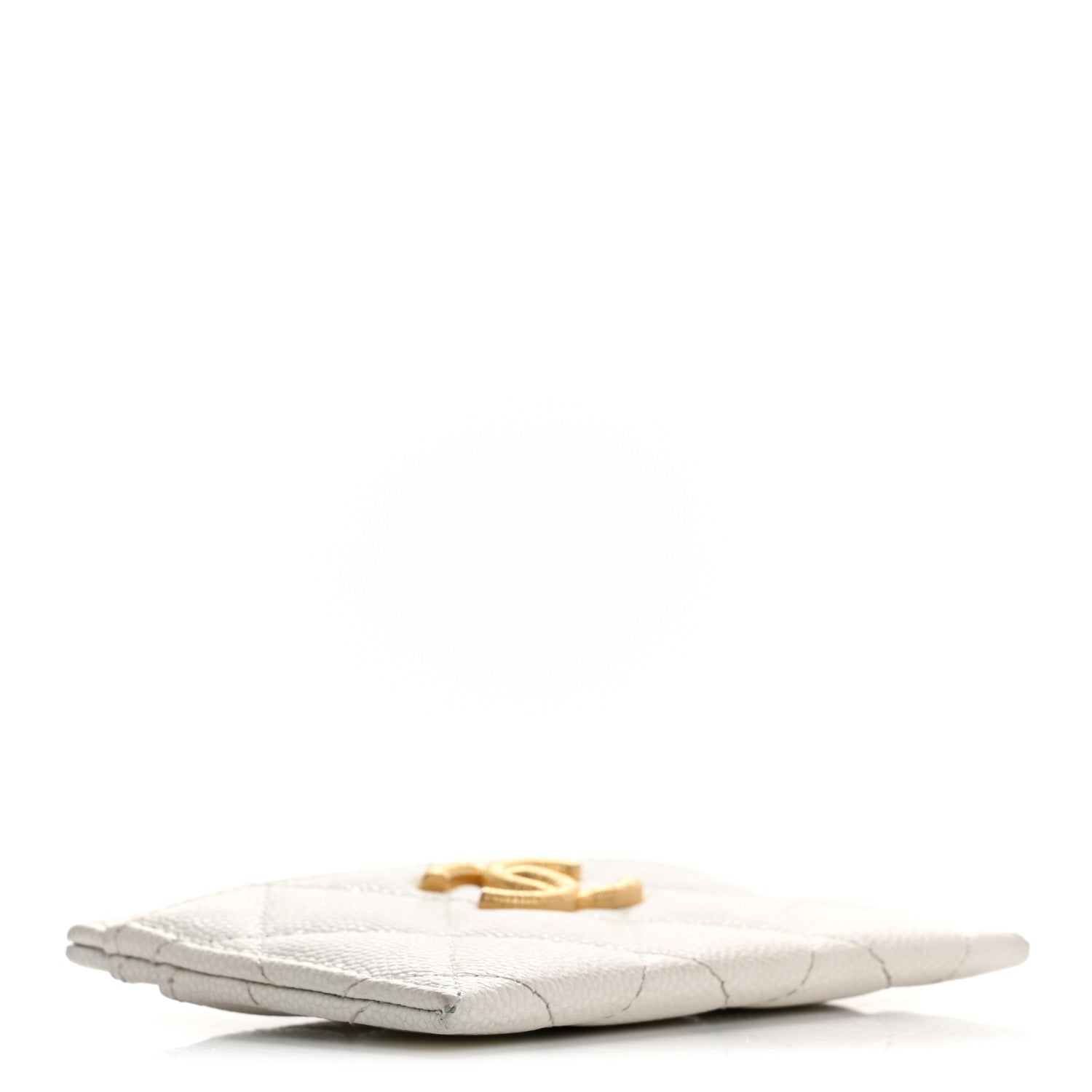 Caviar Quilted Textured CC Card Holder White