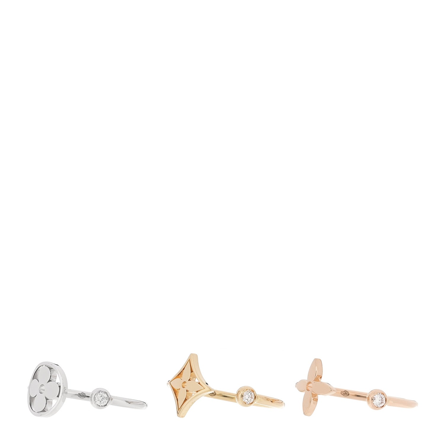 18K Yellow Pink White Gold Diamond Idylle Blossom Ring 3 Set 49 4.75