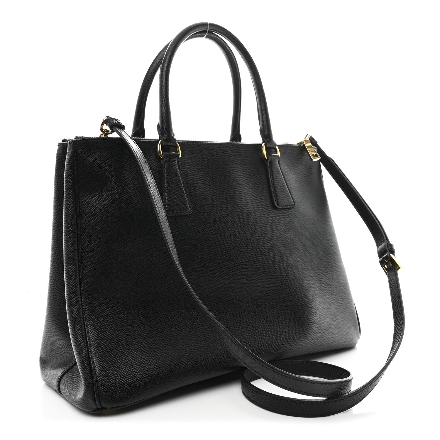 Saffiano Lux Medium Galleria Double Zip Black Black