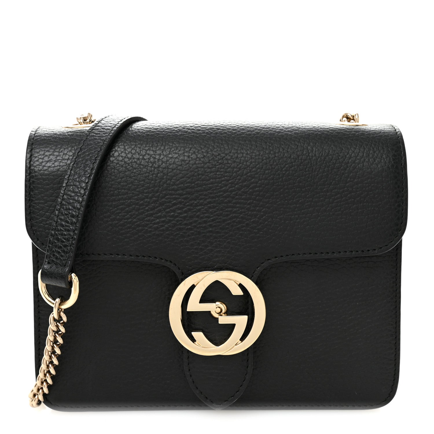 Dollar Calfskin Small Interlocking G Shoulder Bag Black