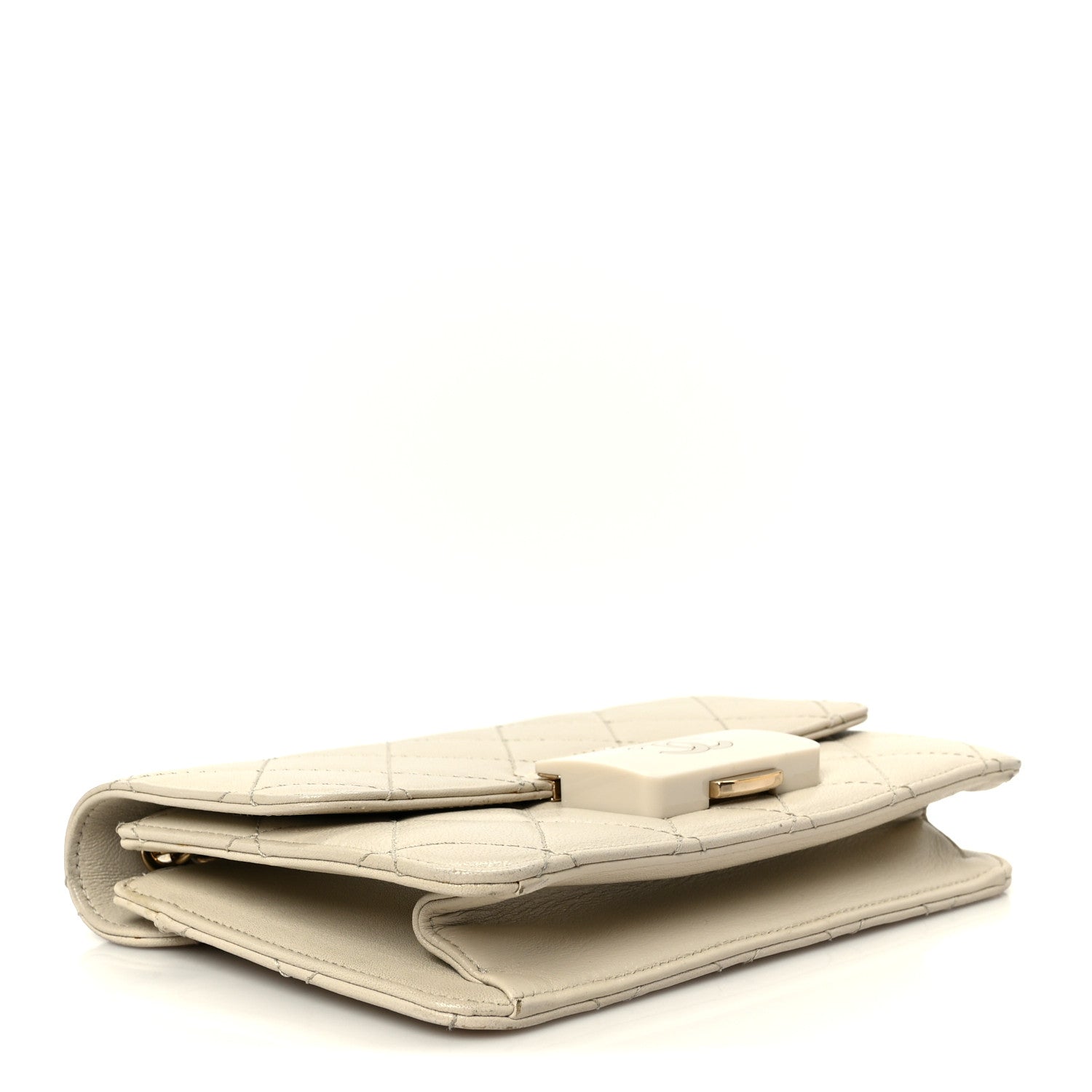 Sheepskin Quilted Mini Beauty Lock Flap Beige