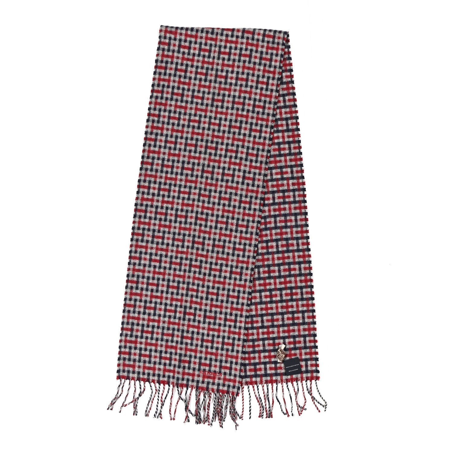 Cashmere H Ecossais Muffler Marine Bordeaux Gris Clair