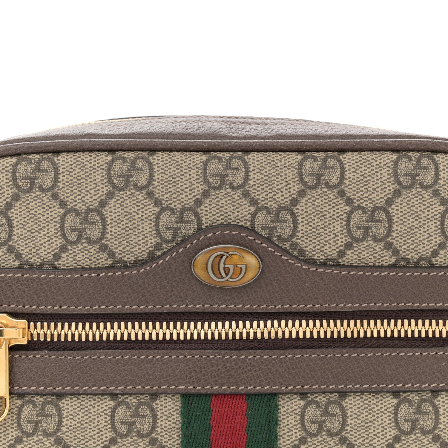GG Supreme Monogram Web Small Ophidia Belt Bag 85 34 Dark Brown