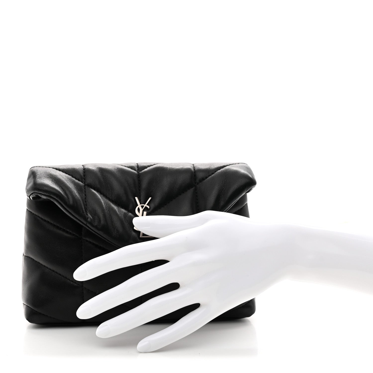 Lambskin Monogram Loulou Puffer Pouch Clutch Black