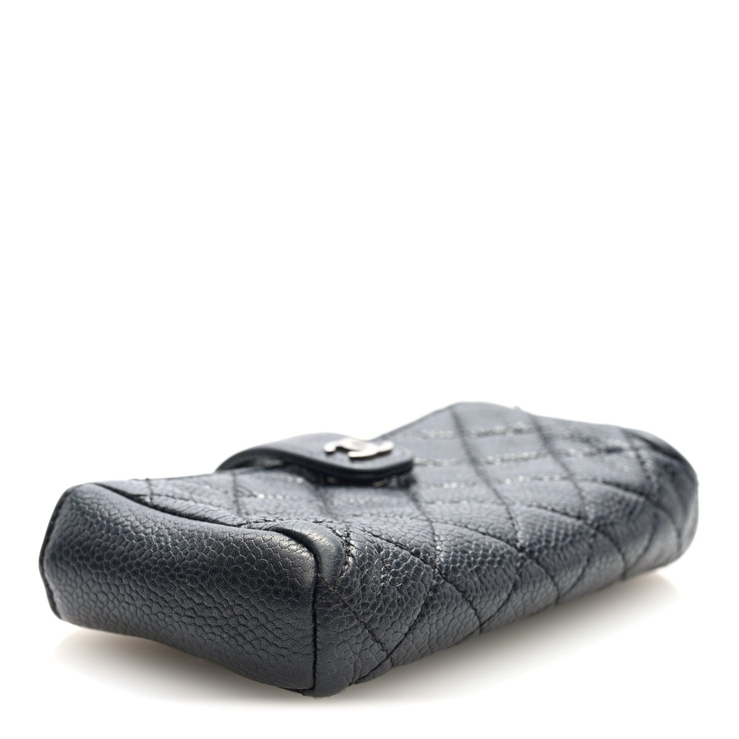 Caviar Quilted Mini Phone Holder Clutch Black
