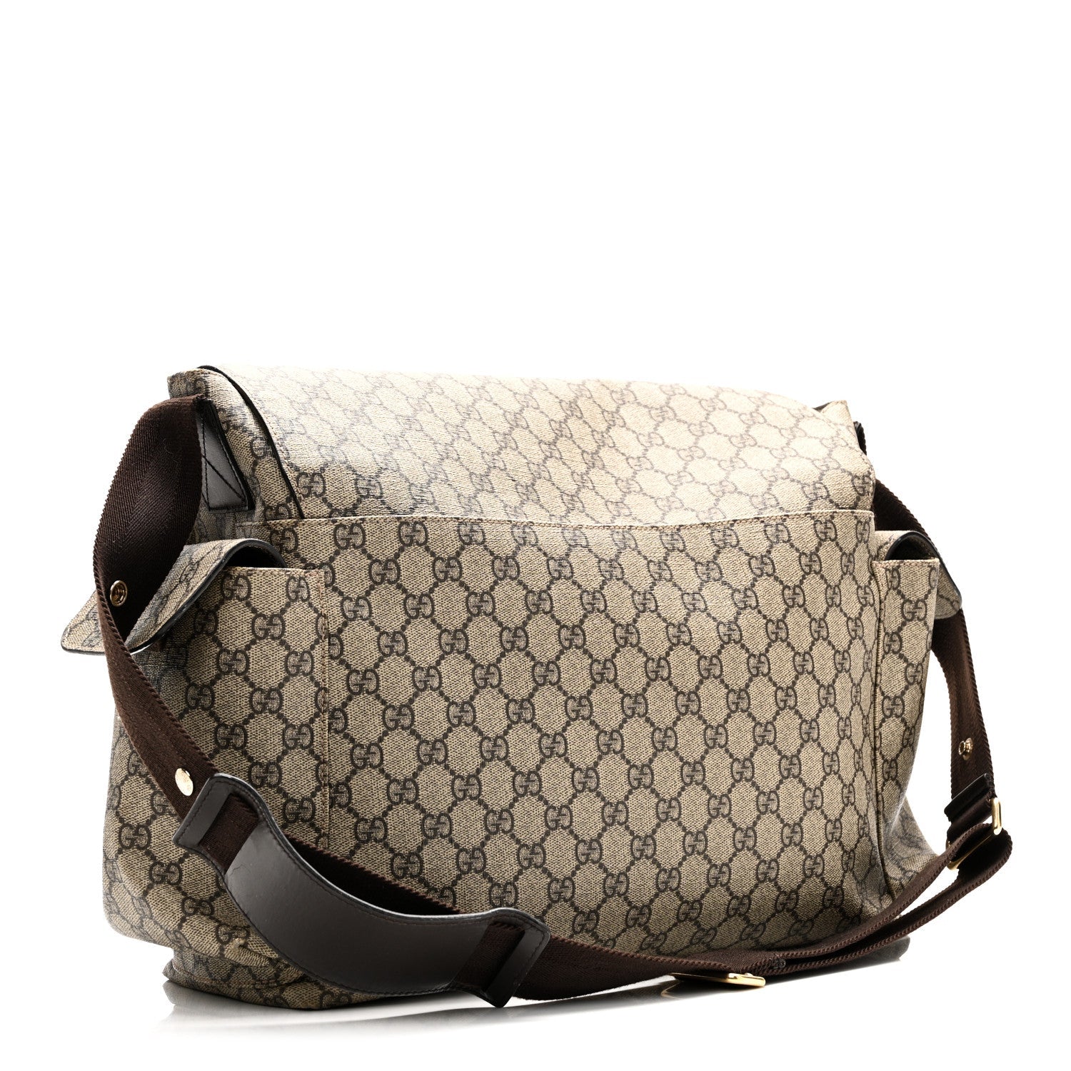 GG Plus Monogram Messenger Diaper Bag Dark Brown