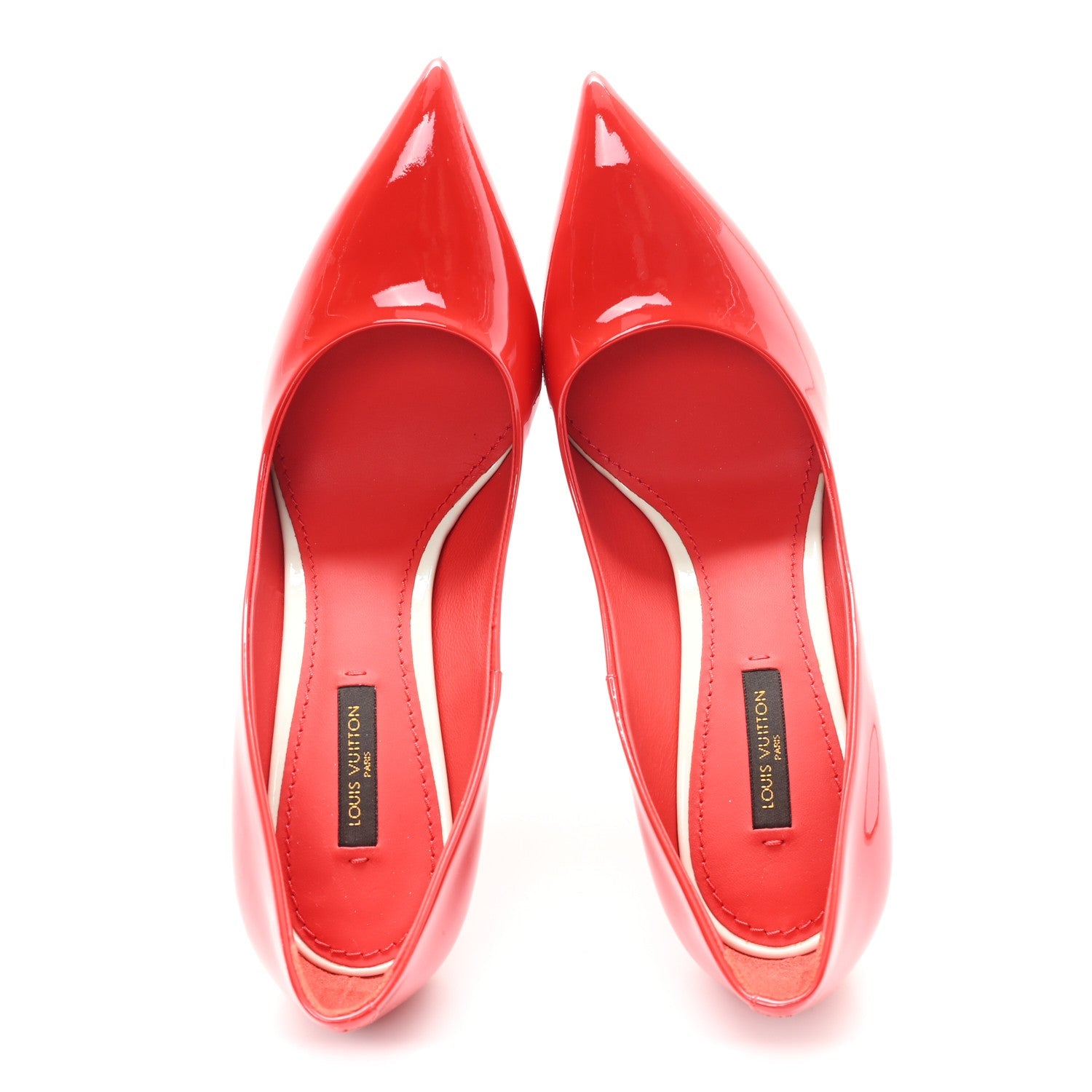 Patent Calfskin Eyeline Pumps 38 Rouge