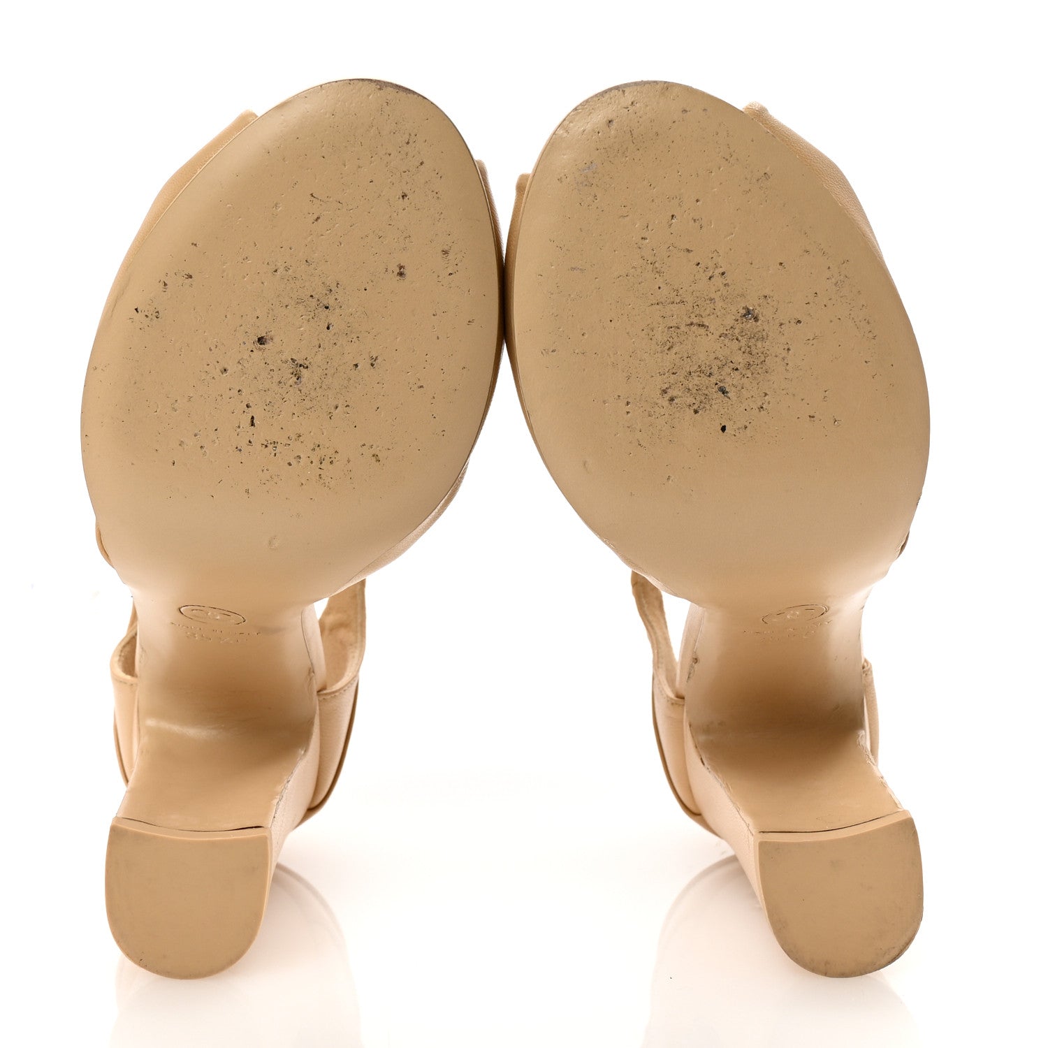Lambskin Pearl CC Sandals 35.5 Beige