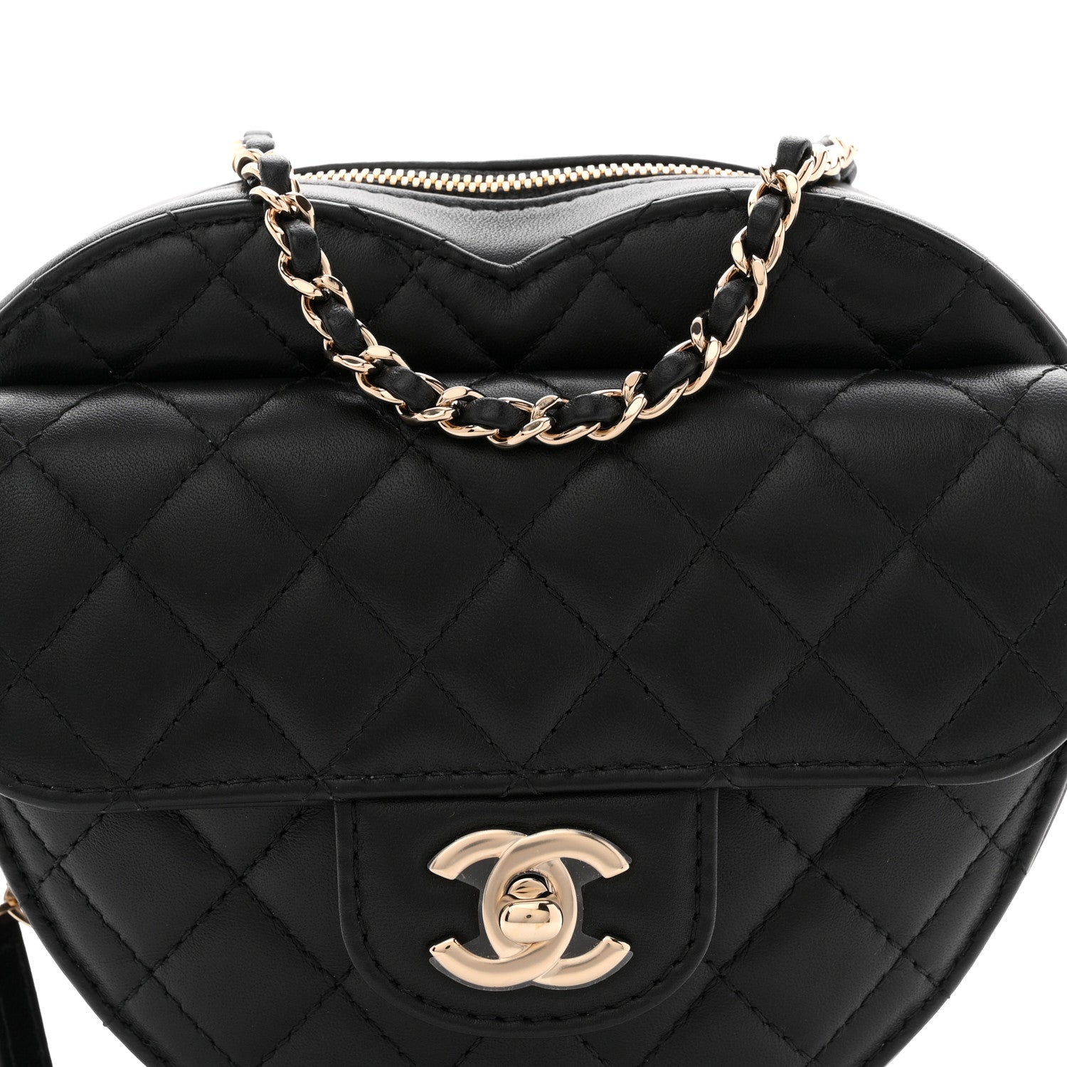 Lambskin Quilted CC In Love Heart Bag Black