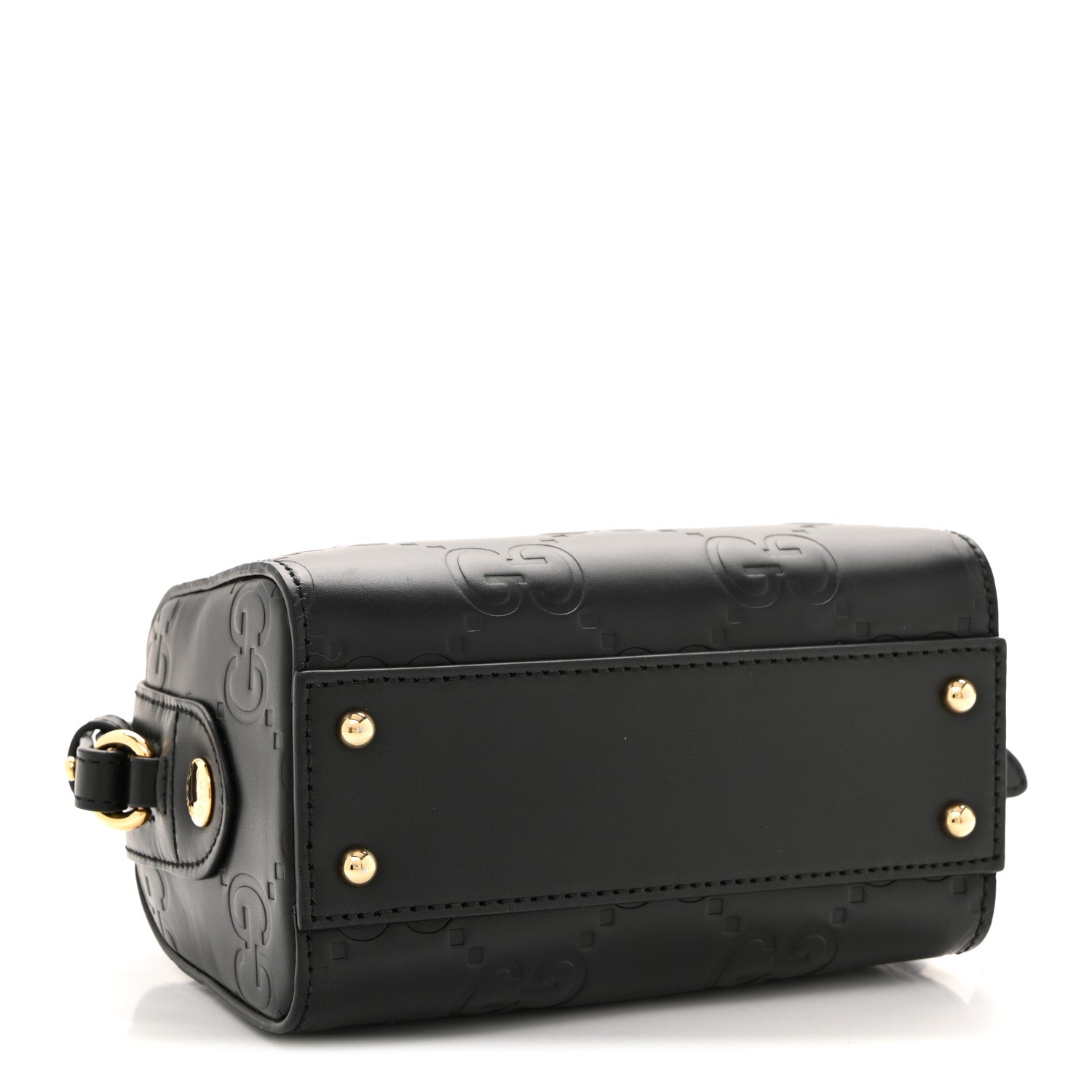Calfskin Jumbo GG Embossed Super Mini Top Handle Bowler Bag Black