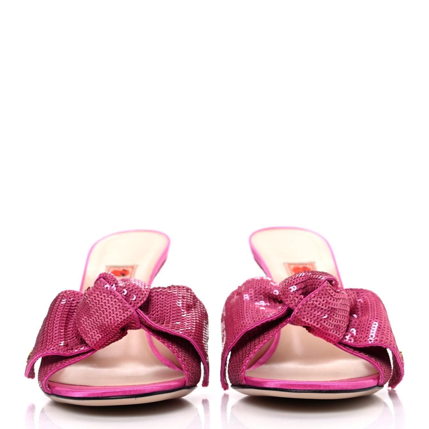 X DANS LE VERT Satin Pailletes Slip On Sandals 37.5 Fuxia Tropical