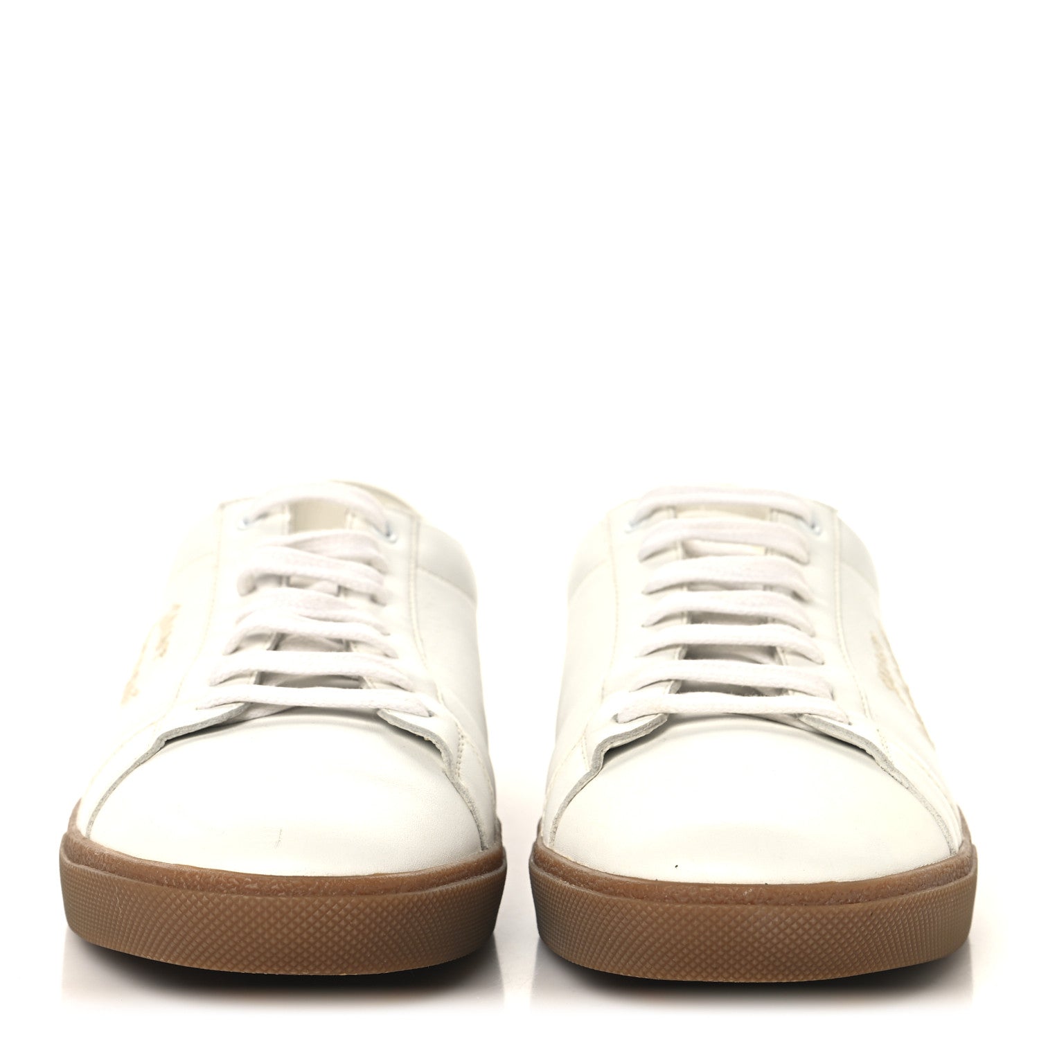 Calfskin Embroidered Mens Court Classic Sneakers 42.5 White