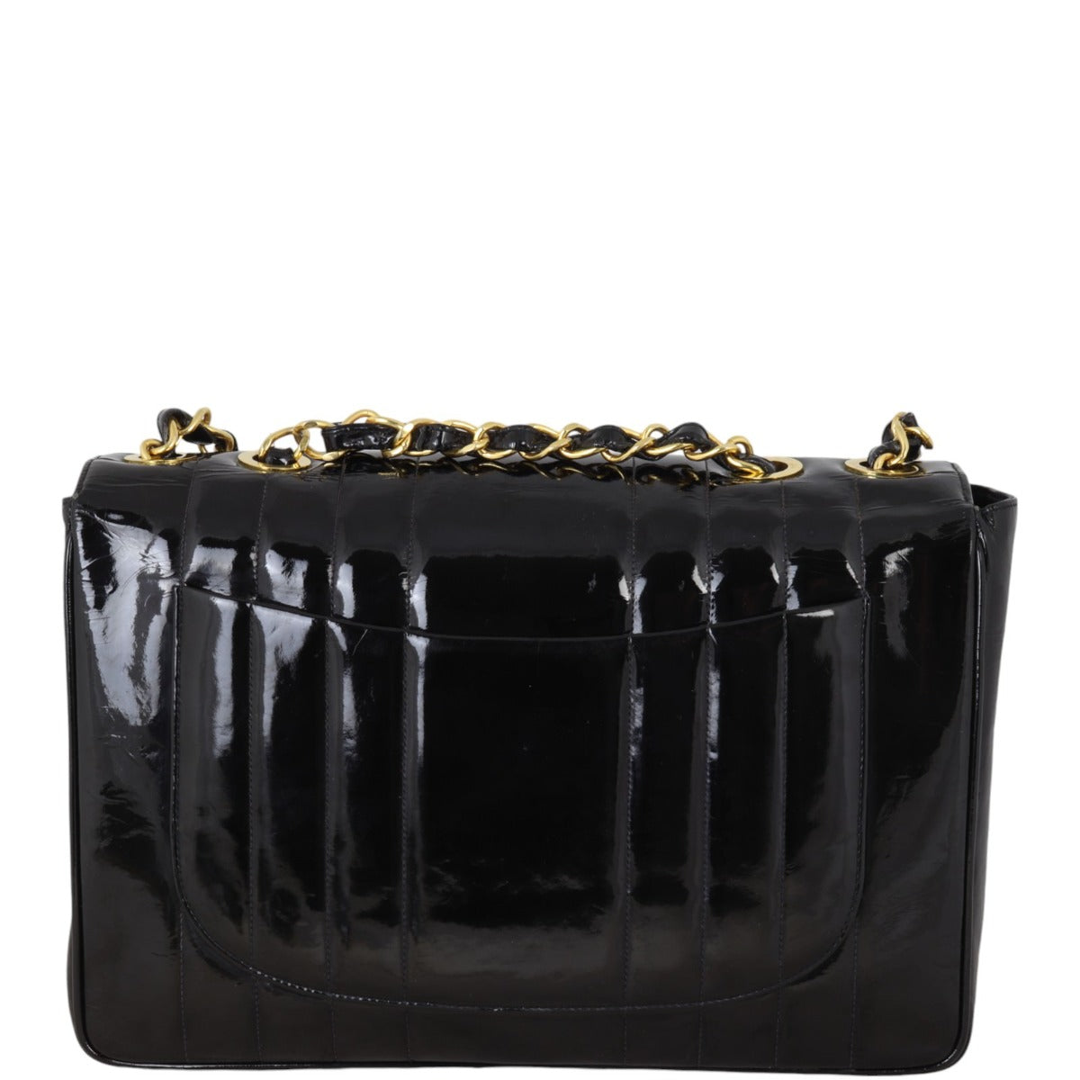 Chanel Vertical Quilt Single Flap Jumbo Patent