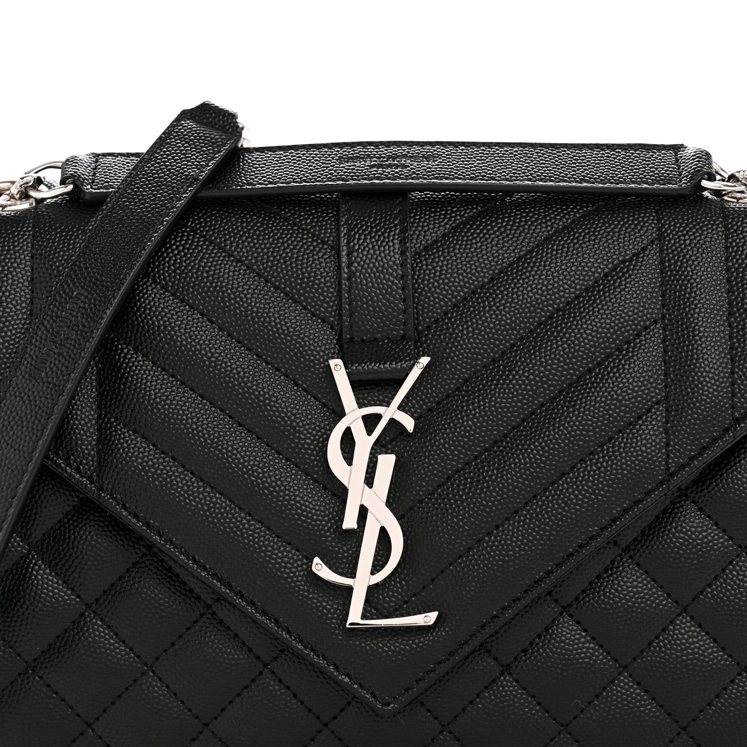 Grain De Poudre Textured Mixed Matelasse Triquilt Medium Monogram Satchel Black
