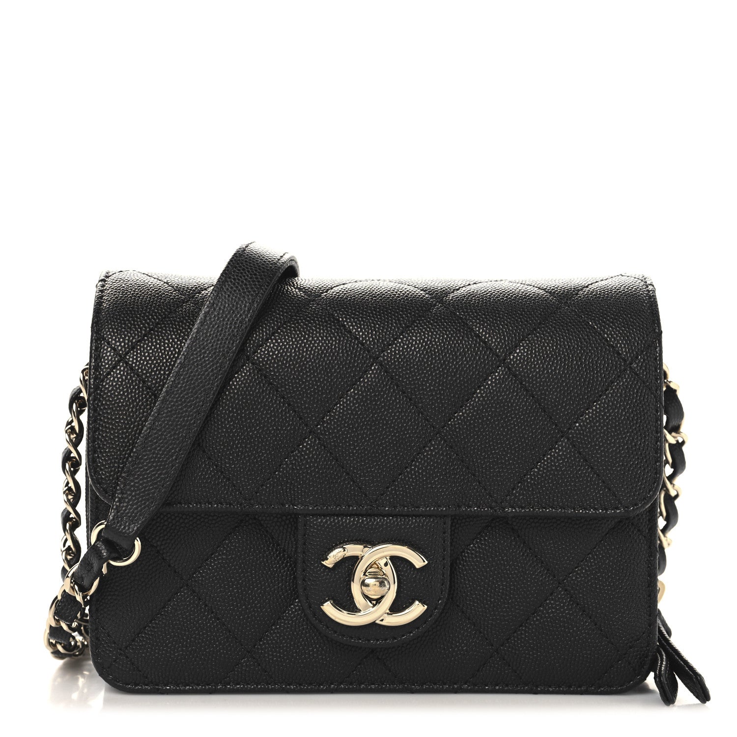 Caviar Quilted Like A Wallet Flap Black
