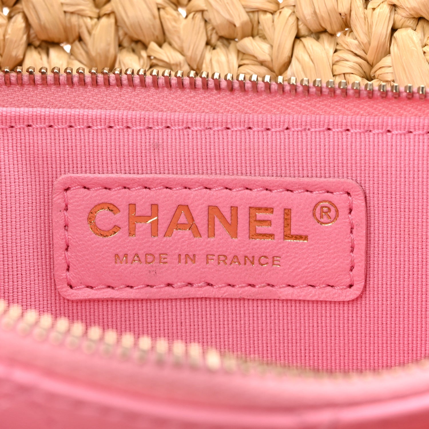 Raffia Chain Venice Beach Flap Bag Beige Pink