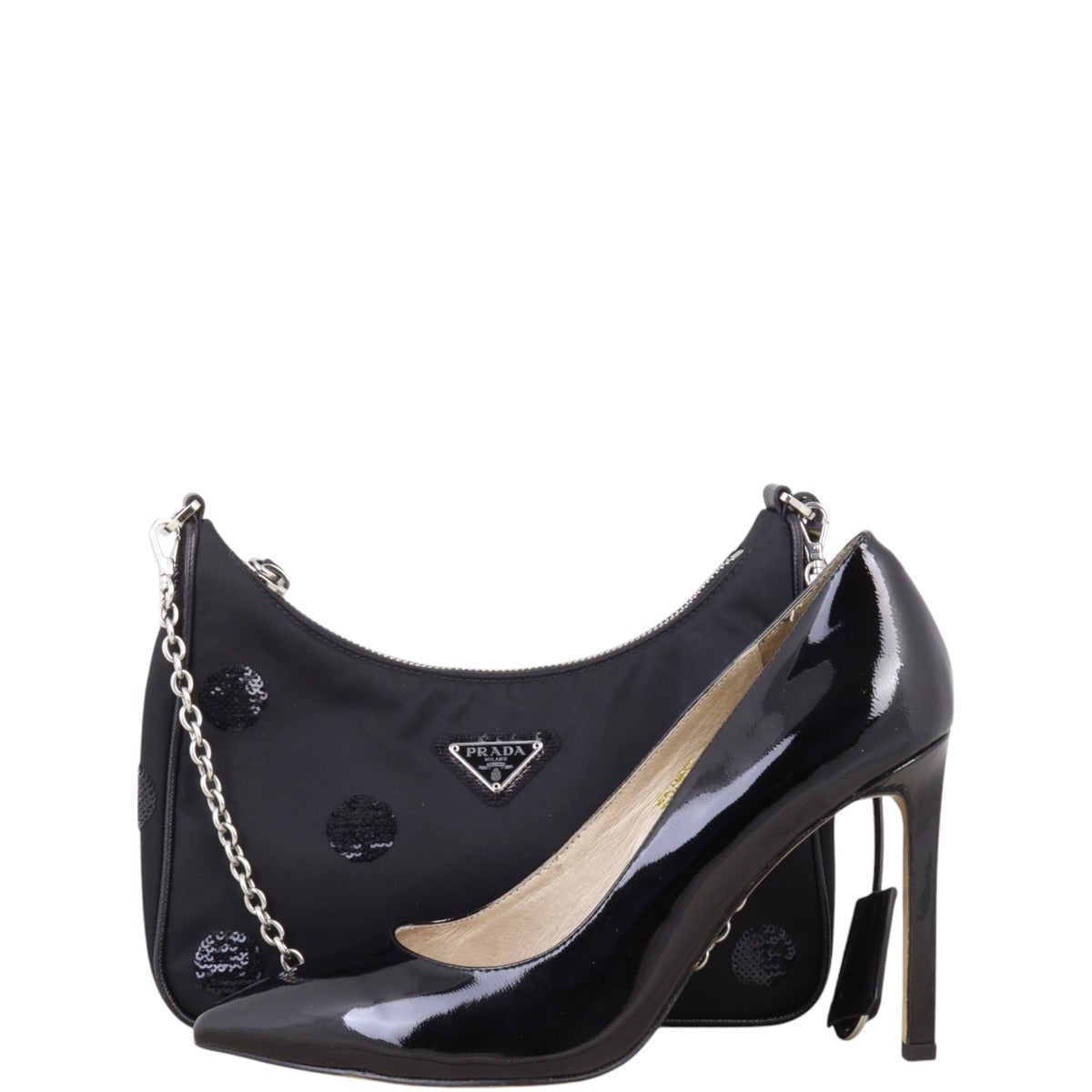 Prada Re-Edition 2005 Tessuto Shoulder Bag Sequin Polka Dots