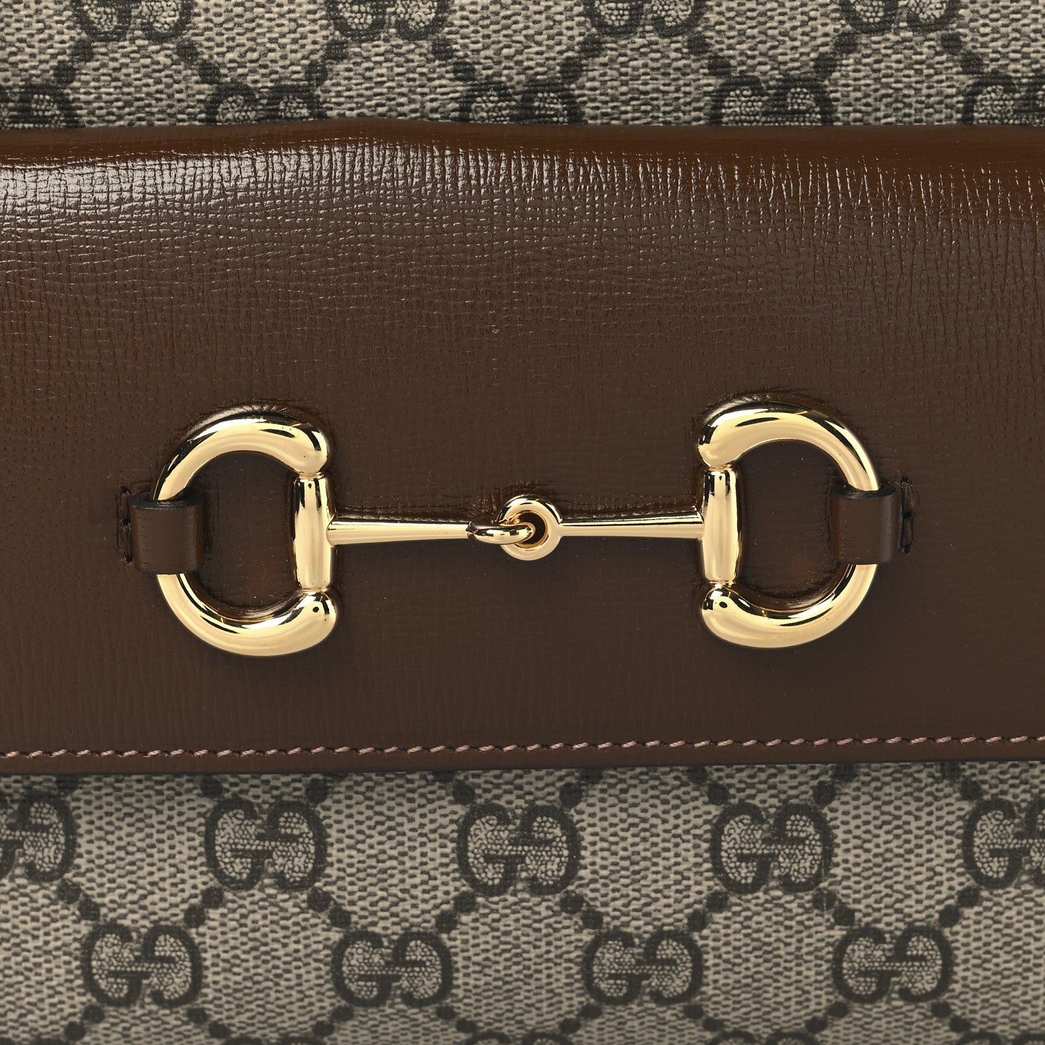 GG Supreme Monogram Small Horsebit 1955 Shoulder Bag Beige Brown Sugar