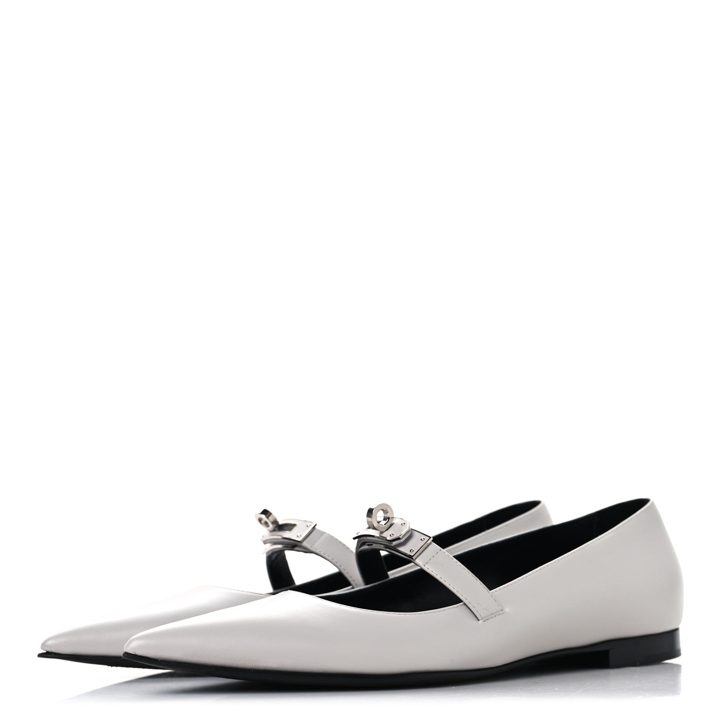 Calfskin Kelly Ballet Flat 37.5 Gris Clair
