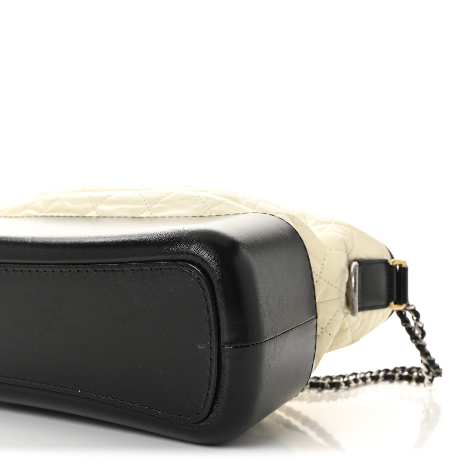 Aged Calfskin Quilted Medium Gabrielle Hobo Black White