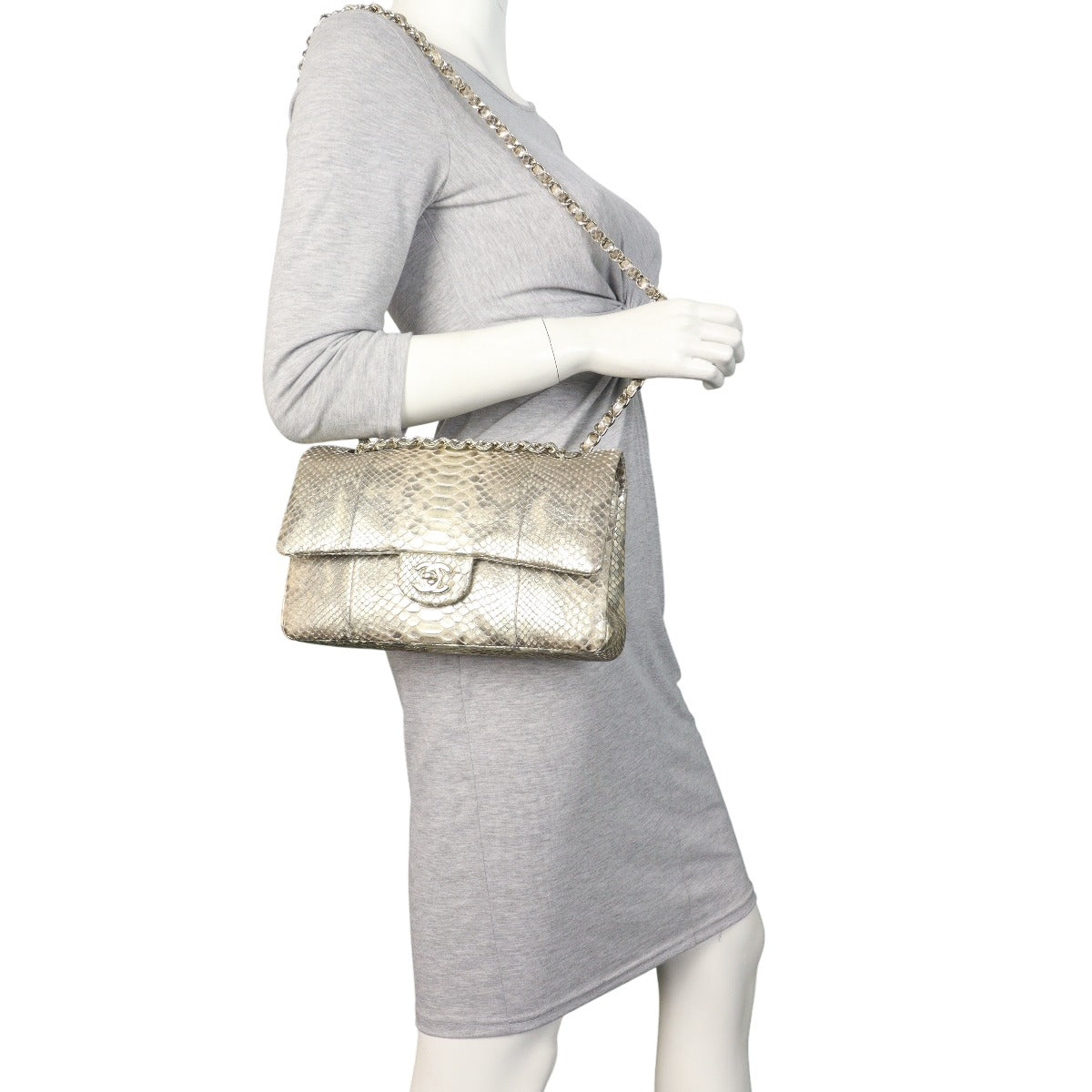 Chanel Classic Double Flap Medium Iridescent Python