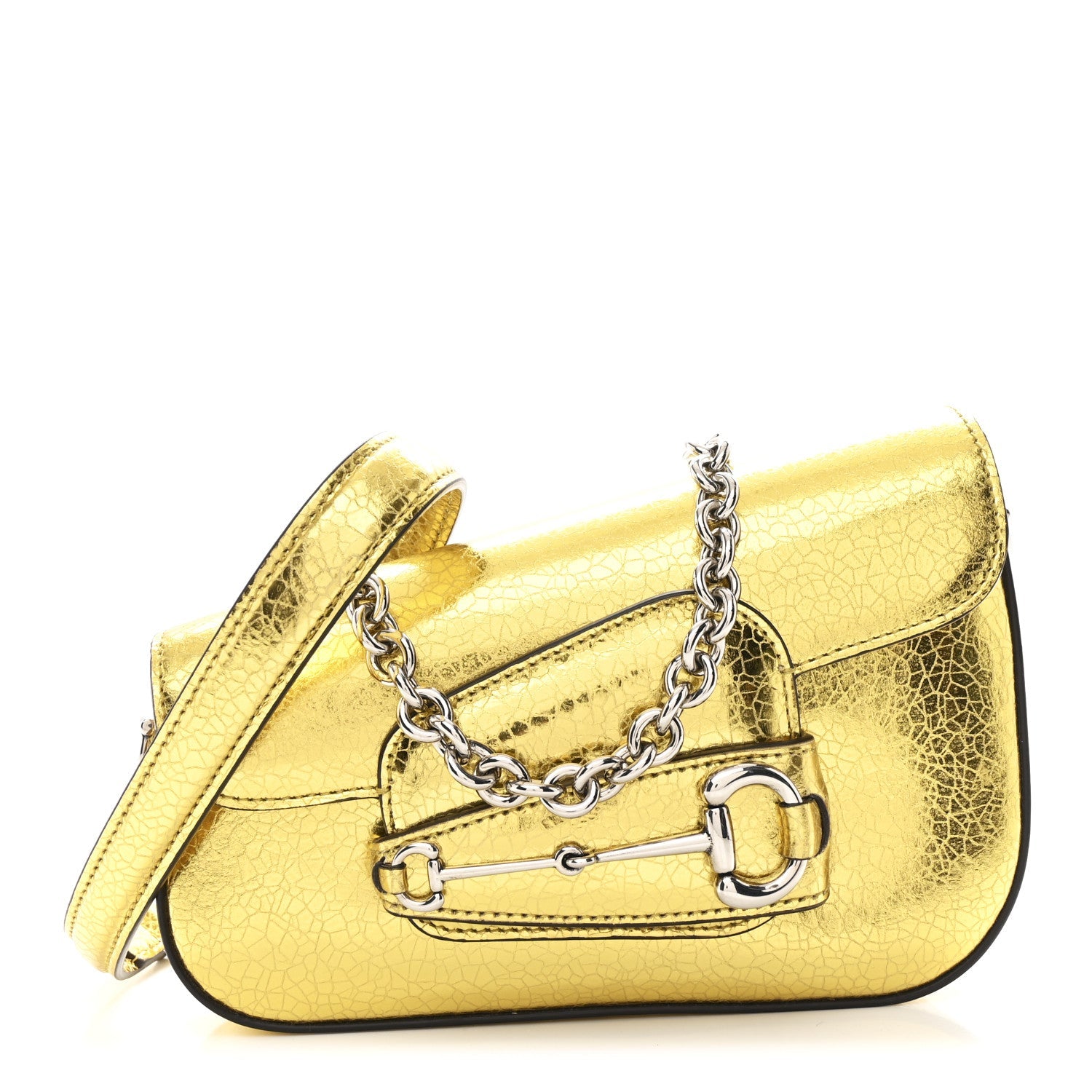 Metallic Calfskin Mini Horsebit 1955 Asymmetric Shoulder Bag Gold