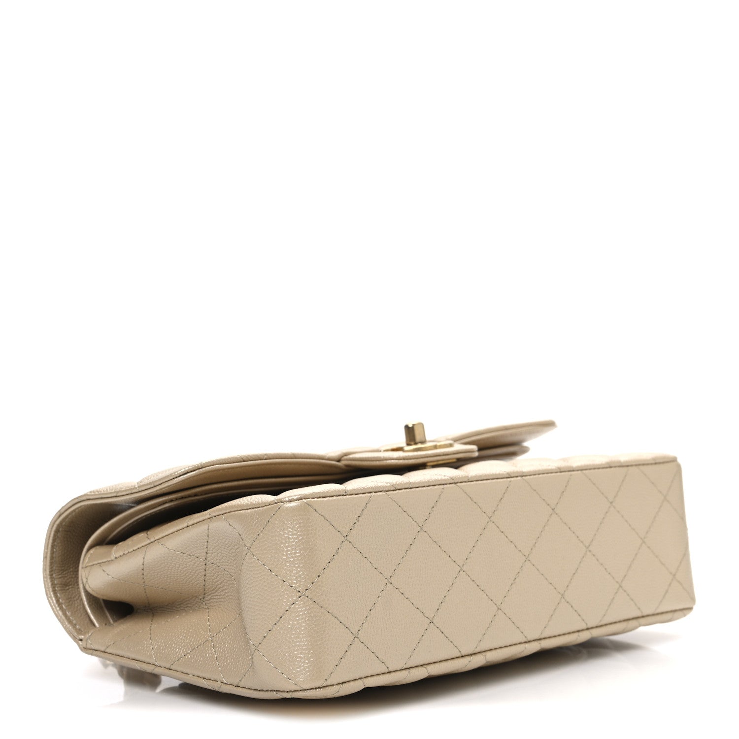 Metallic Caviar Quilted Small Double Flap Gold