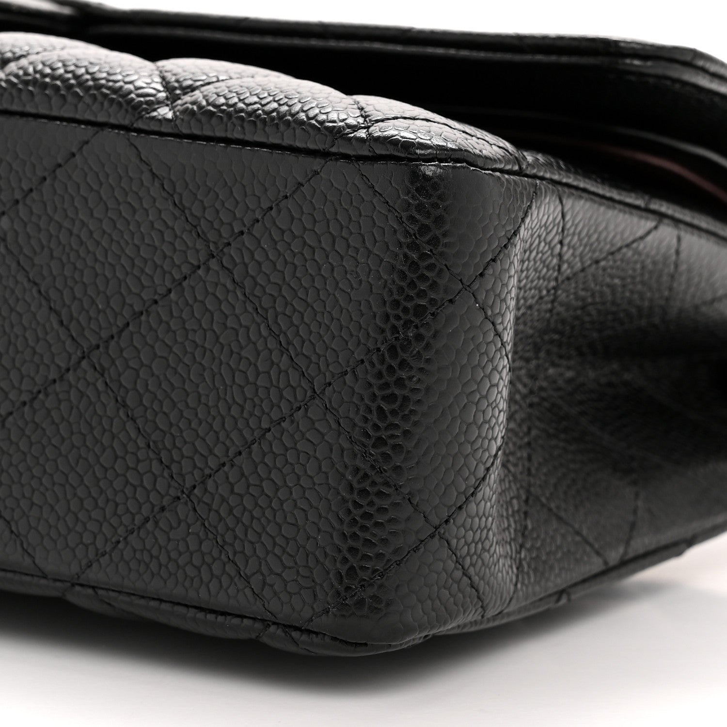 Caviar Quilted Medium Double Flap Black