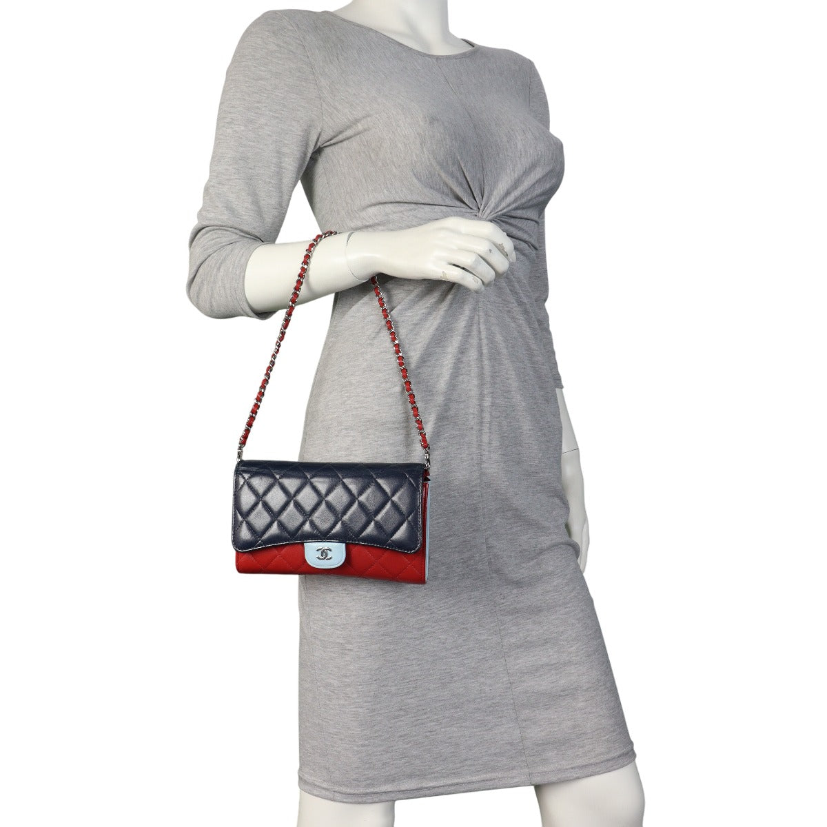 Chanel CC Wallet on Chain Tricolour