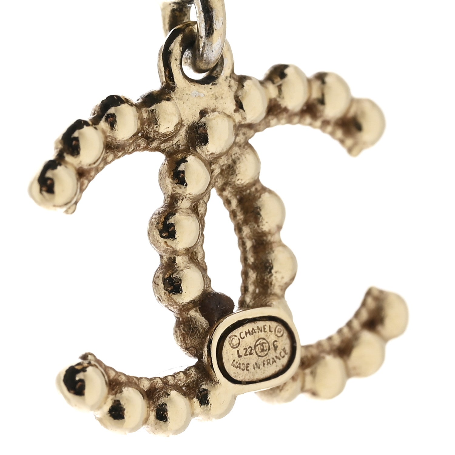 Metal Bead CC Drop Earrings Gold