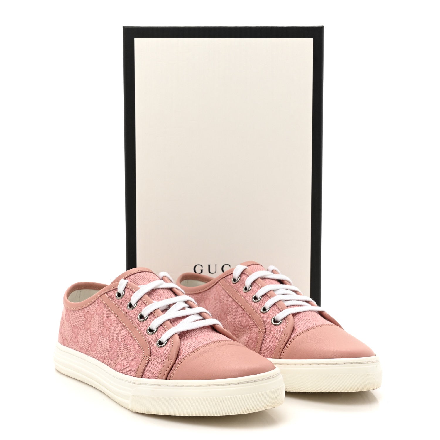 GG Monogram Calfskin Womens Low Top Sneakers 36.5 Pink Soft Pink