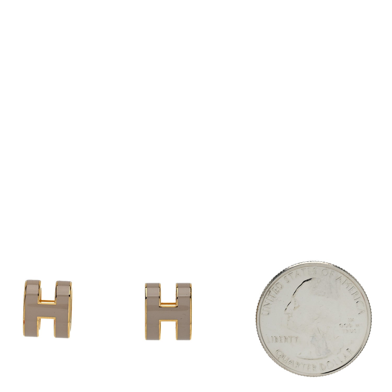 Gold Lacquered Mini Pop H Earrings Marron Glace