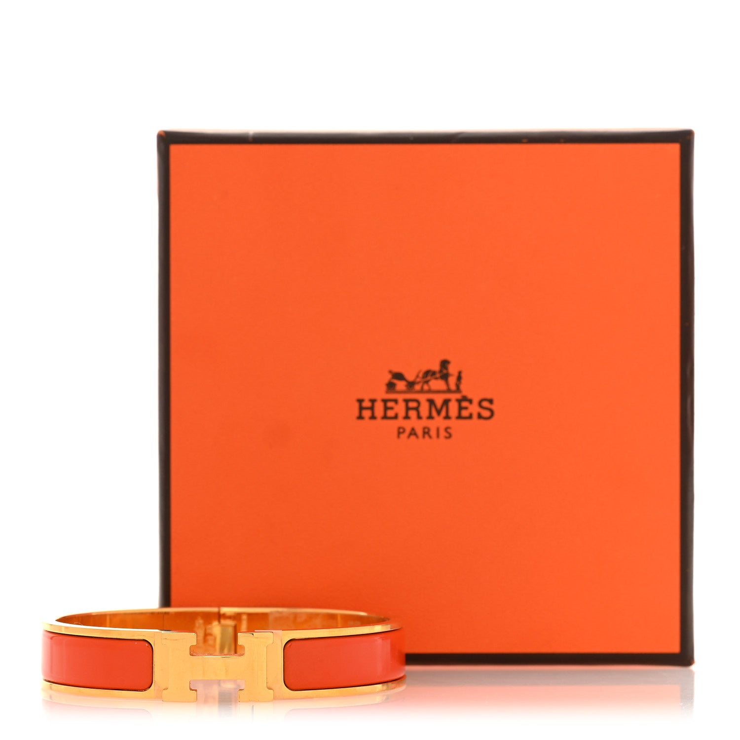 Enamel Narrow Clic Clac H Bracelet GM Orange