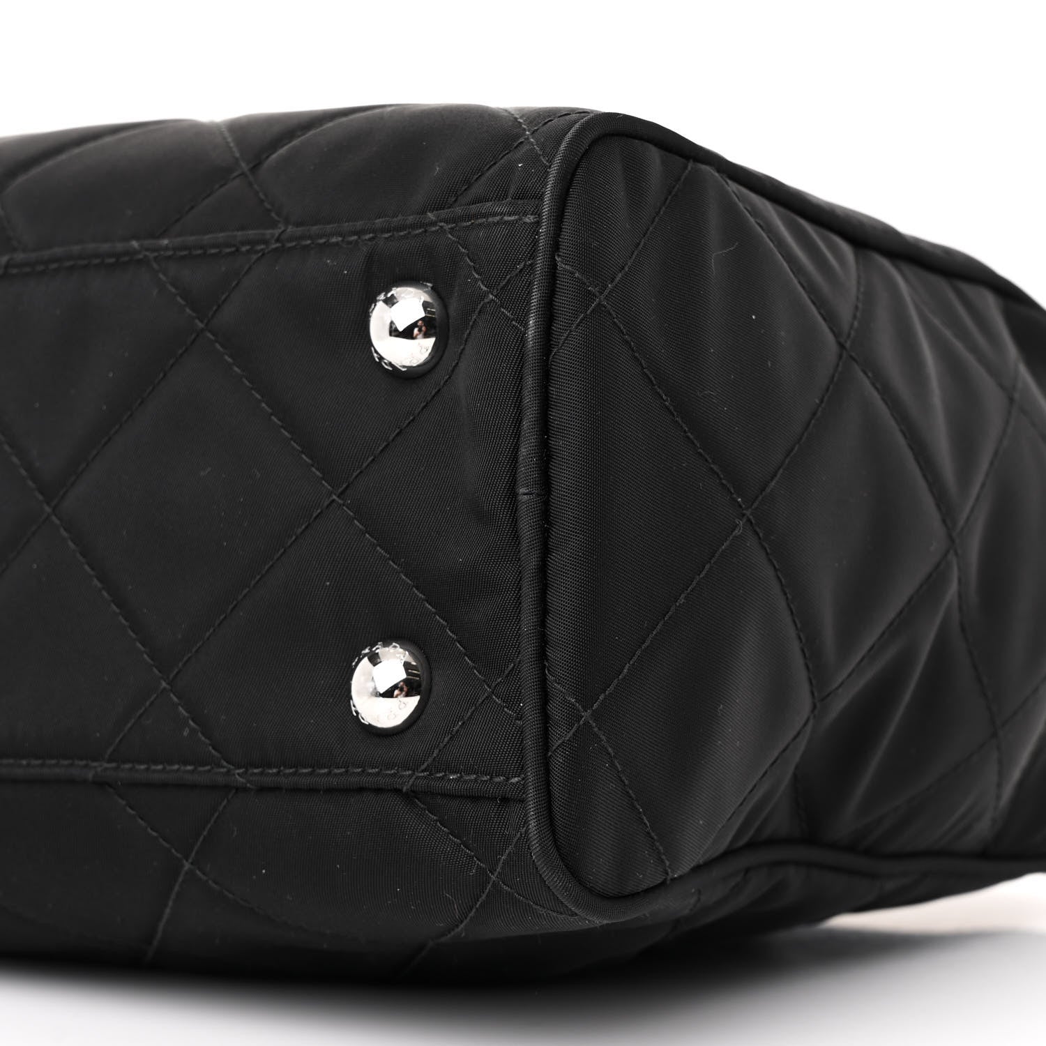 Nylon Tessuto Impuntu Quilted Shoulder Bag Black