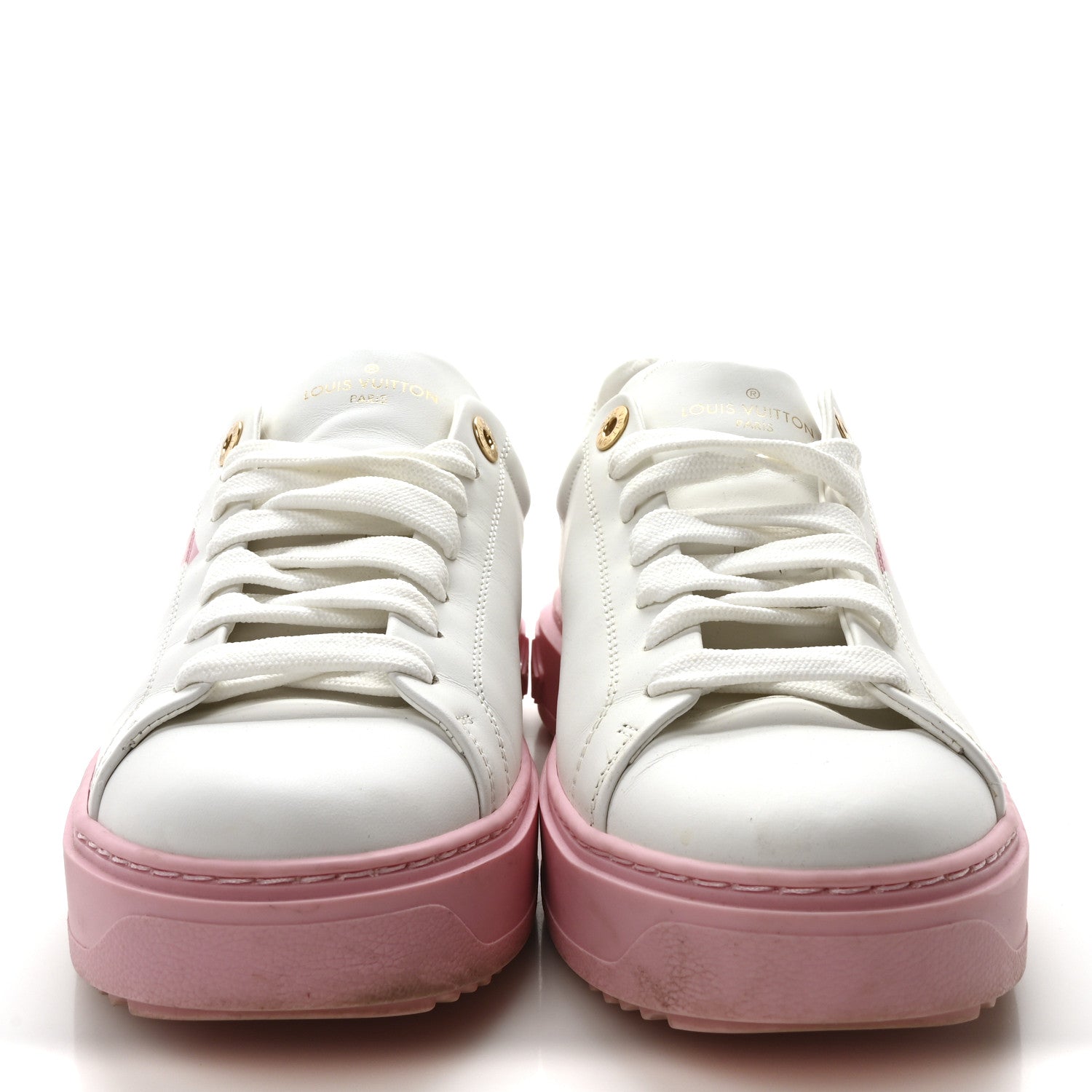 Calfskin LV Timeout Sneaker 40 White Rose Clair